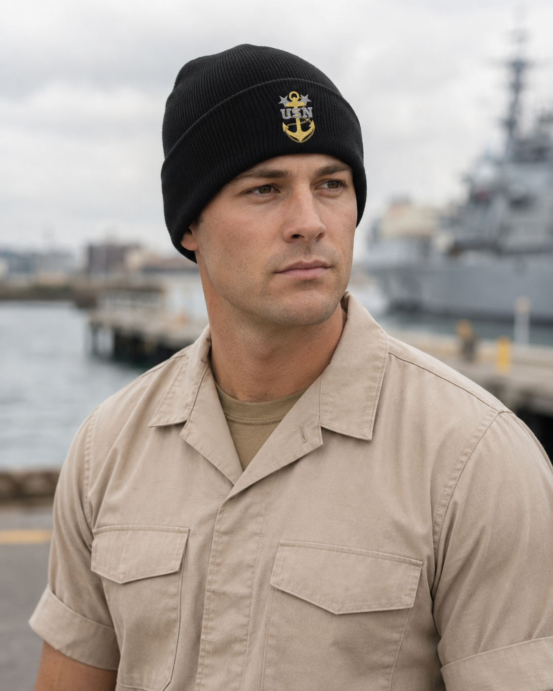 Navy Master Chief Beanie | Embroidered MCPO Anchor Knit Cap