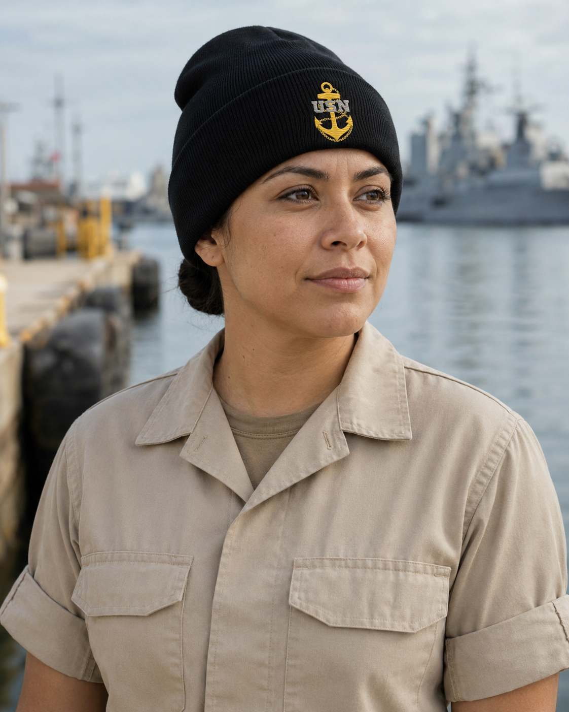 Navy Chief Beanie | Embroidered CPO Anchor Knit Cap