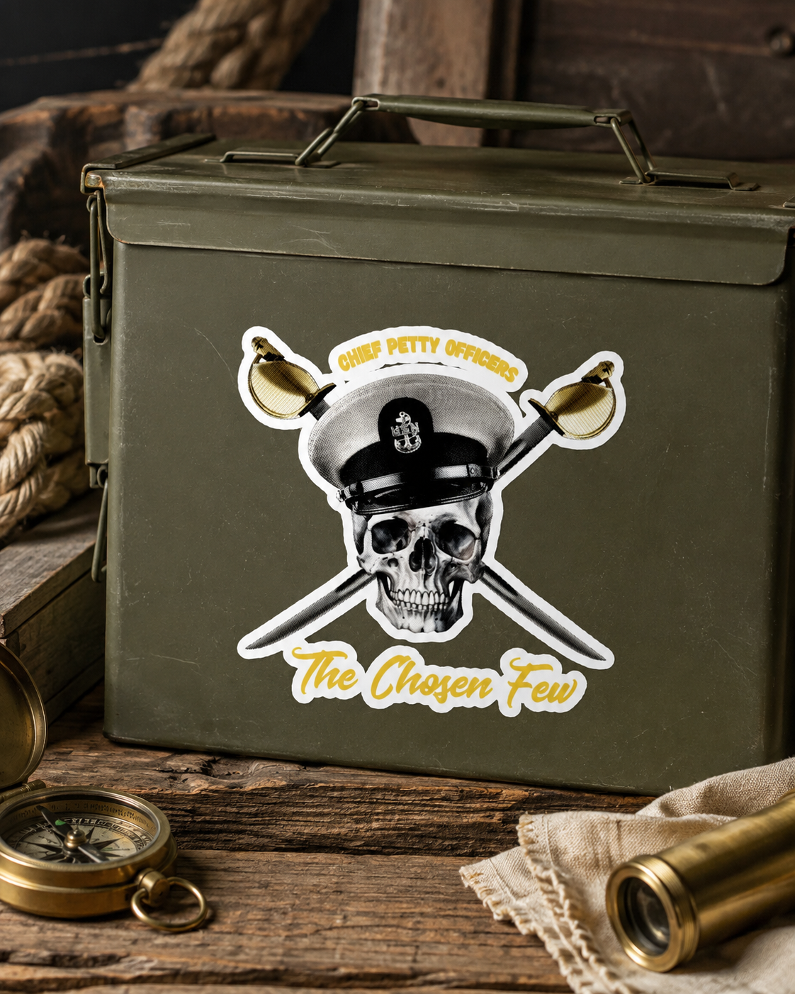Navy Chief Skull Sticker | “The Chosen Few” CPO 5x5 Vinyl