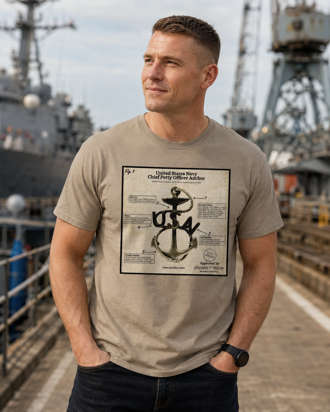 Navy Chief Anchor Shirt | “Patent Style” CPO T-Shirt