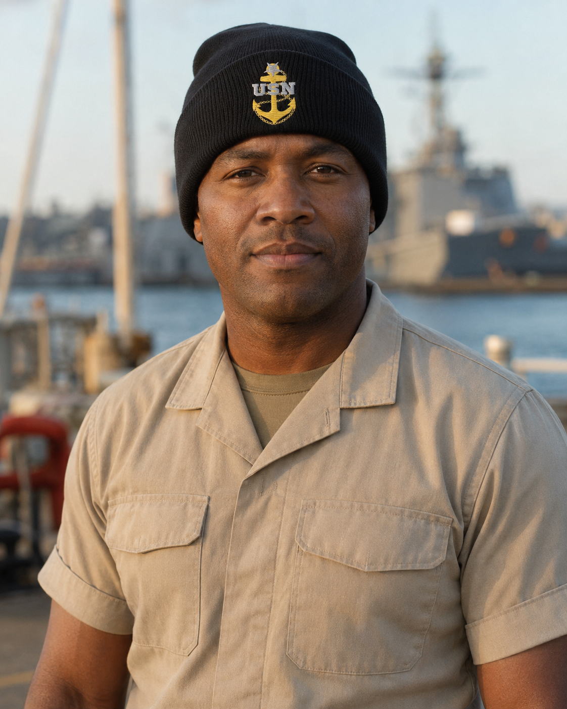 Navy Senior Chief Beanie | Embroidered SCPO Anchor Knit Cap