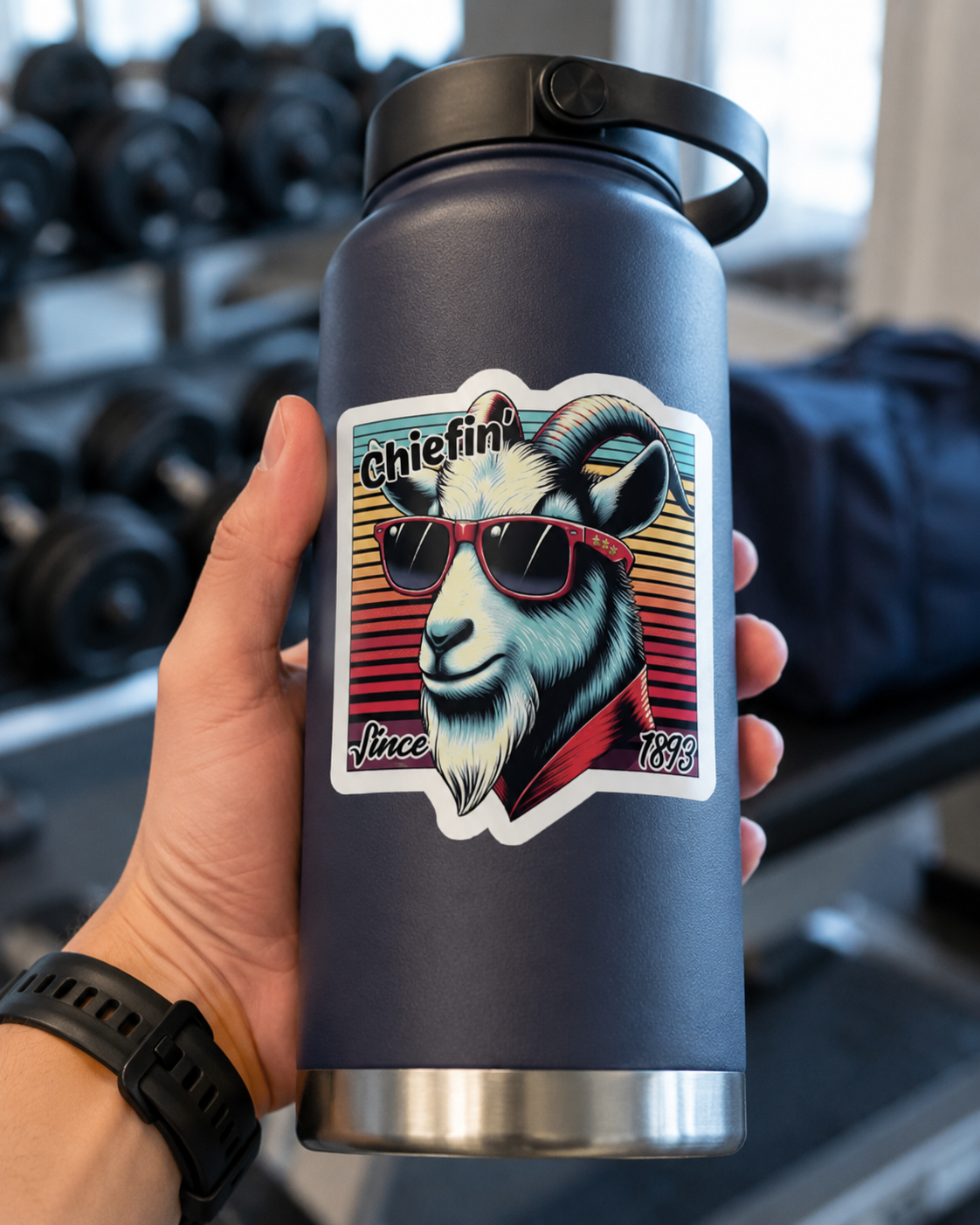 Navy Chief Sticker | “Chiefin’ Since 1893” Retro Goat 5x5 Vinyl