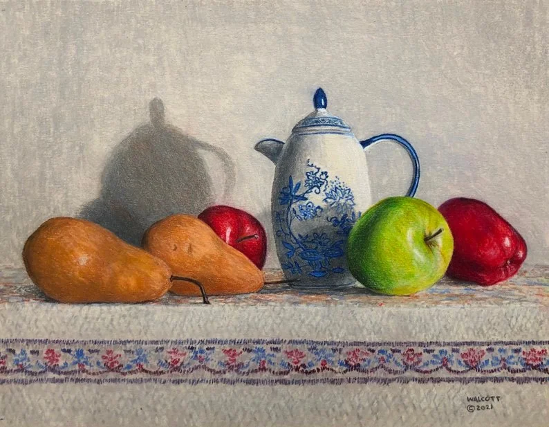  Still Life II With Fruit and Pitcher  colored pencil, 8.5" x 11"