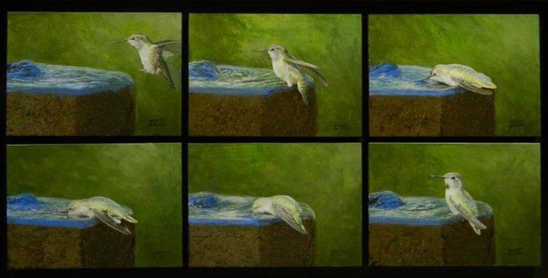  The Pleasure of Water  acrylic, each panel 5" x 7", overall 10.5 x 21.5