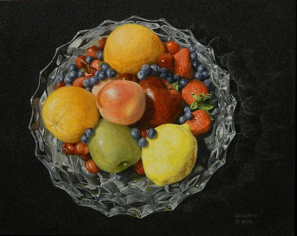  Fruit in a Crystal Bowl  acrylic, 8" x 10"