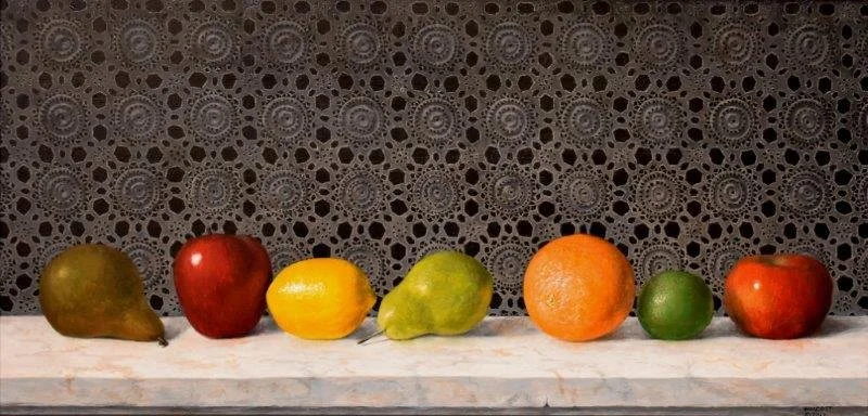  Line Up III, The Usual Suspets  acrylic, 12" x 24"