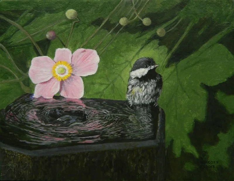  Competing for Center Stage  acrylic, 8" x 10"