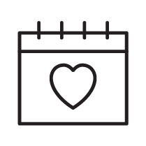 Calendar icon with a heart in the center