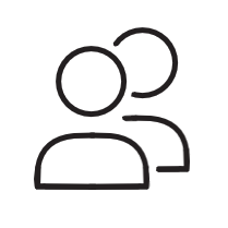 Icon of two people, representing a group or team.