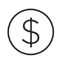 A black dollar sign inside a circle
