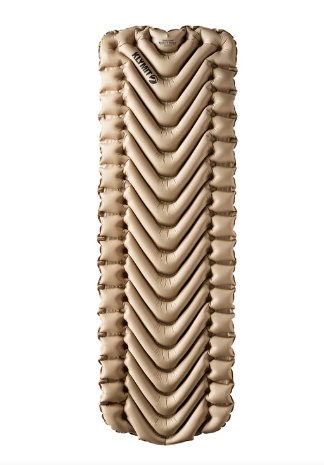 Inflatable mattress in beige with chevron pattern