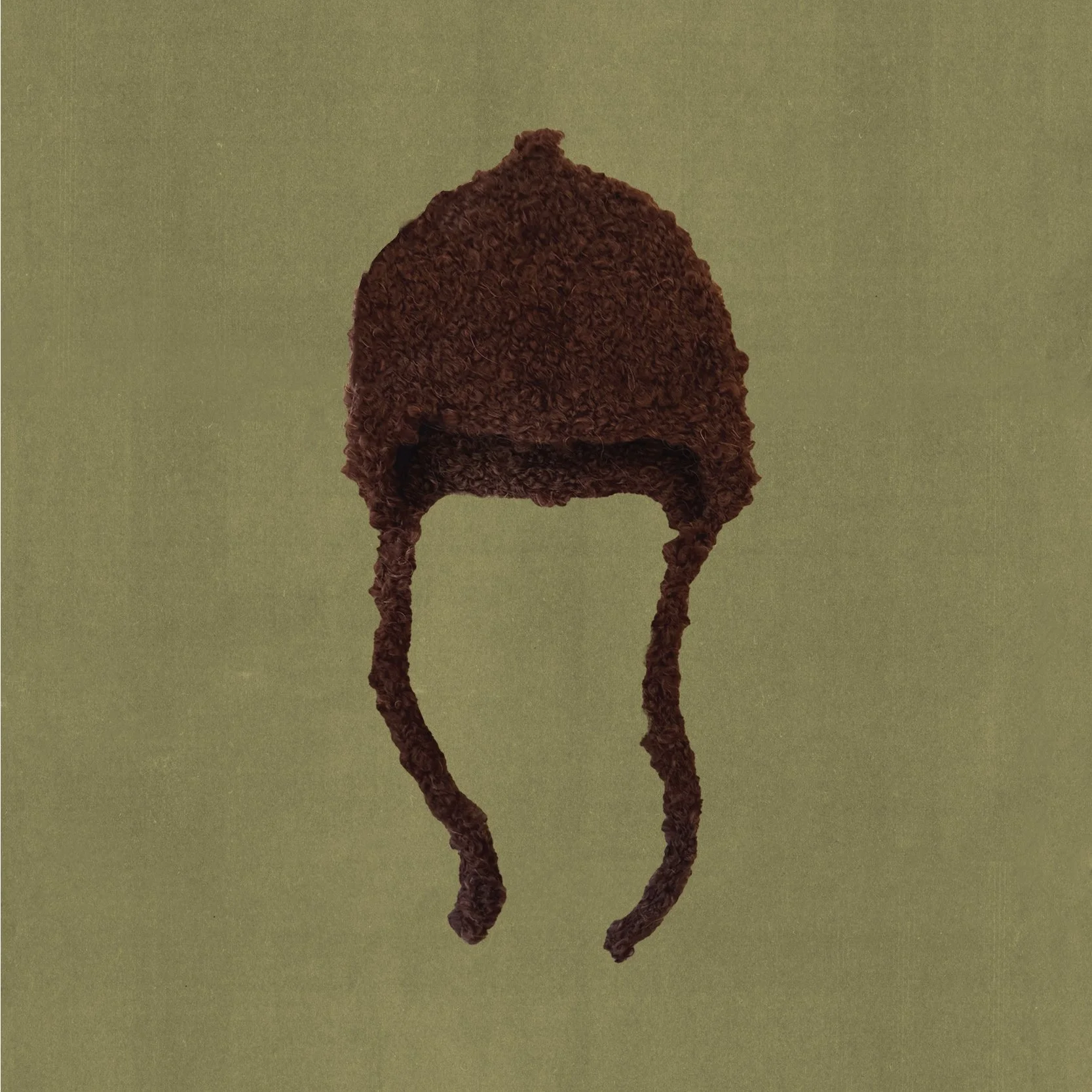 hand-knitted brown bonnet