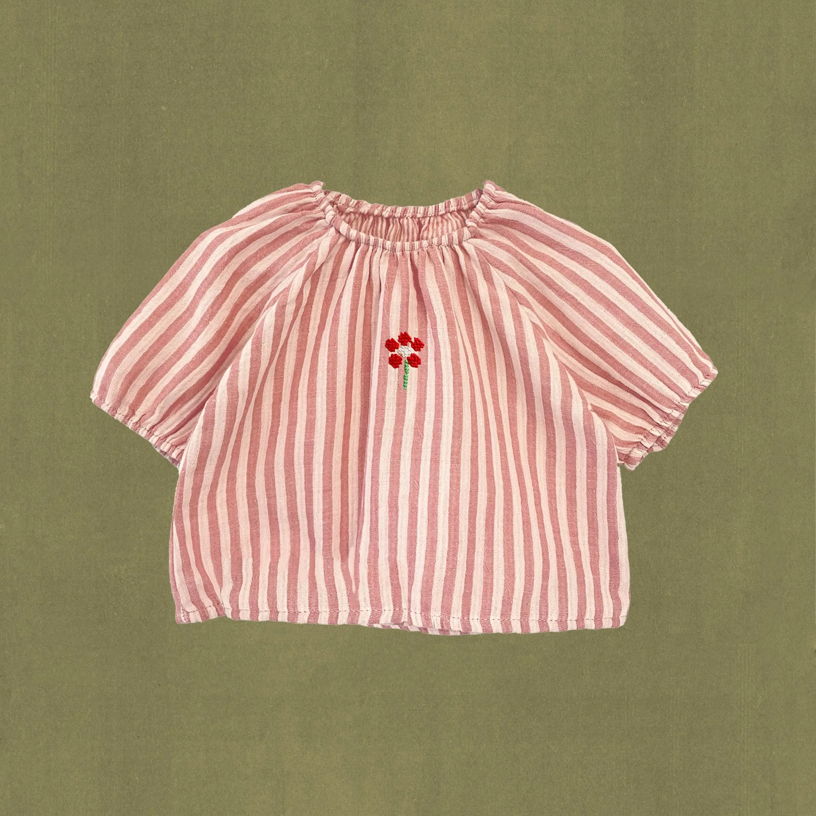 striped pink flower top