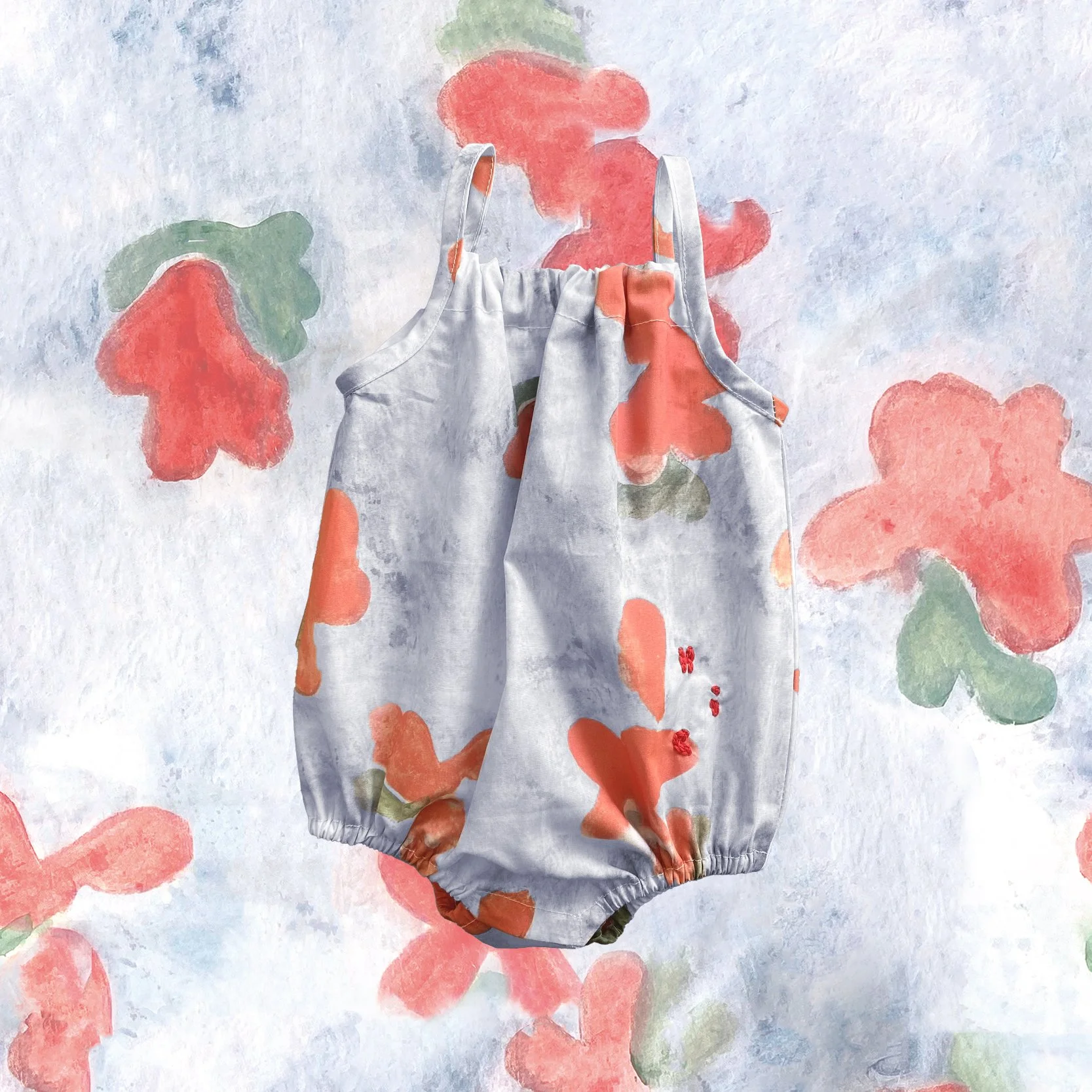 watercolor garden romper