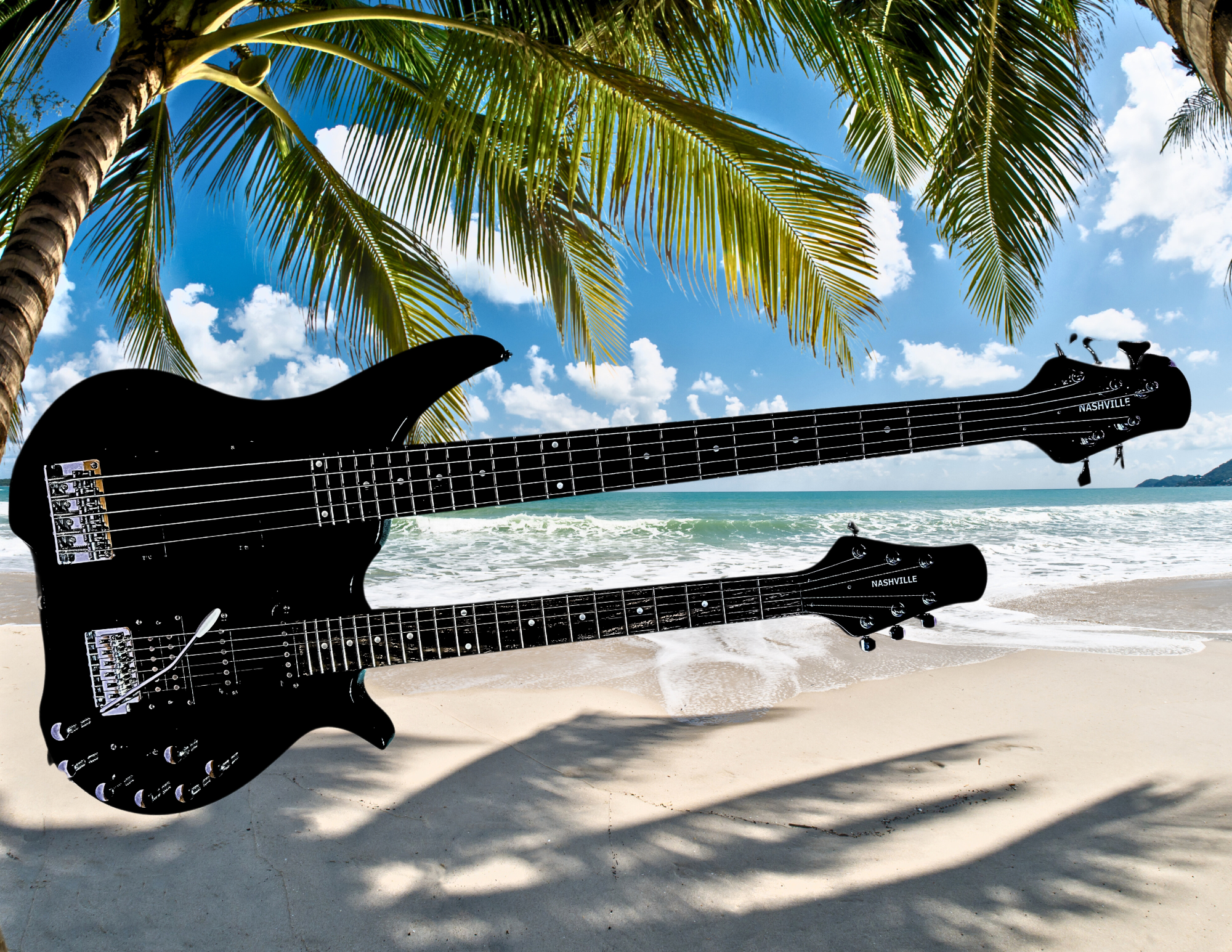 New Professional Nashville Brand Double Neck Guitar Bass Combo Hard Case Six String Guitar Five String Bass