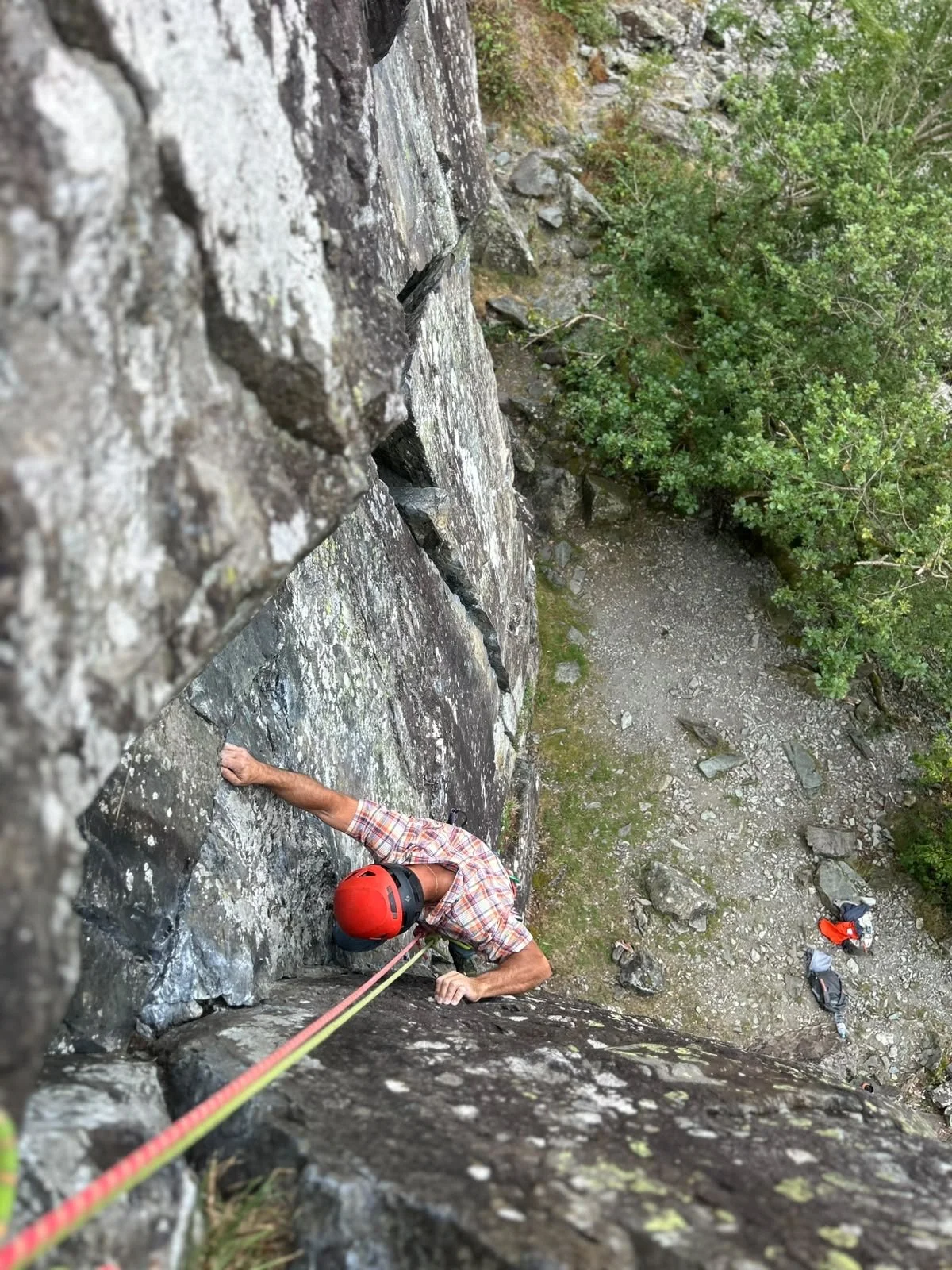 Rock climbing guiding on Shepherd's crag near Keswick