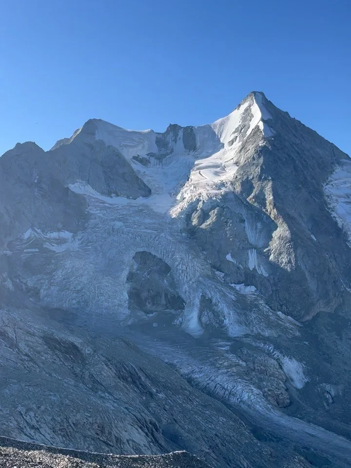 Loving having @amelizbe out in the Alps with me this week. Great day on the traverse of the Mammouth yesterday, really cool route with a short walk in from the Cabane Du Mountet ☀️