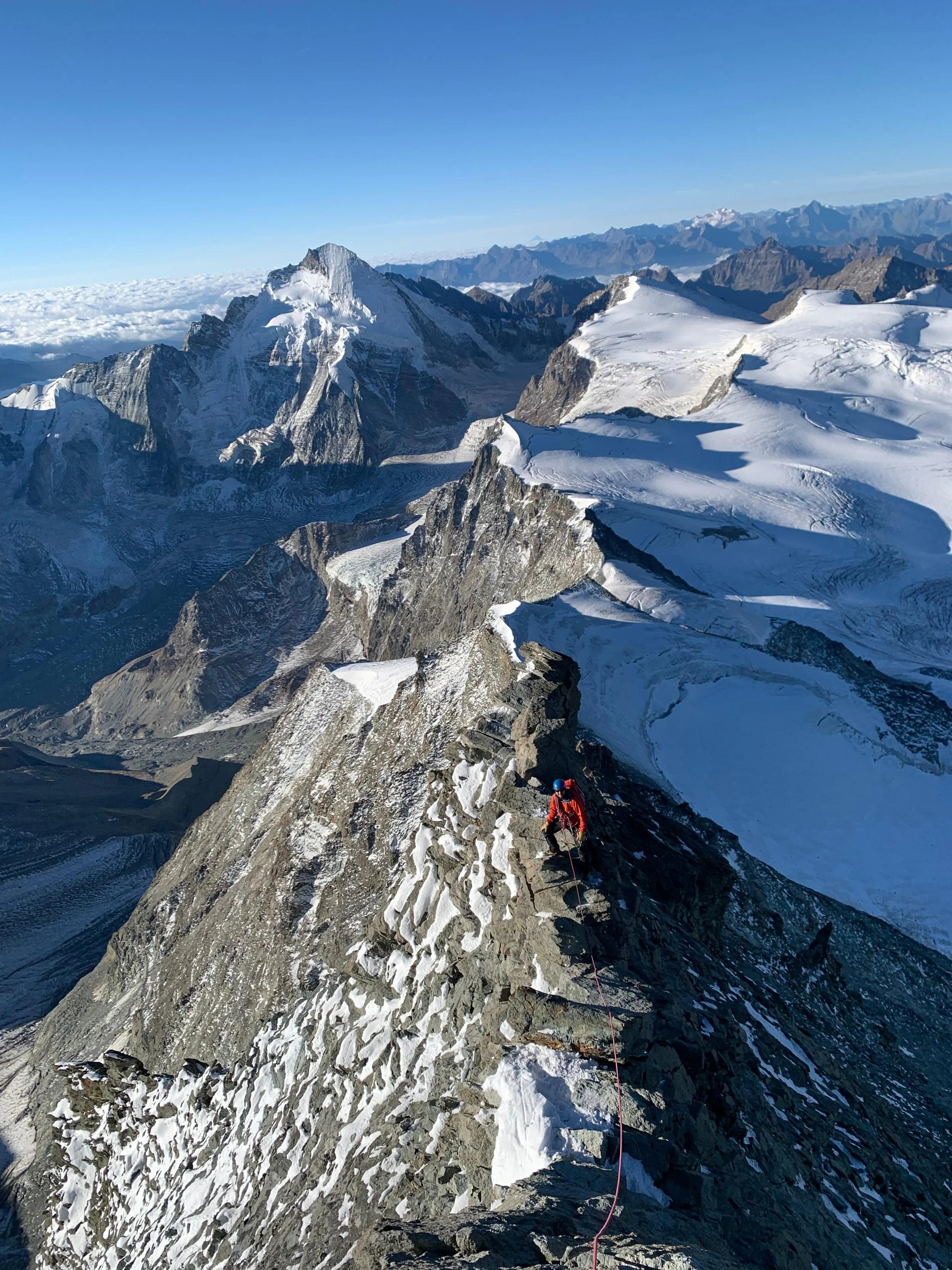 High up mountaineering on Dent Blanche