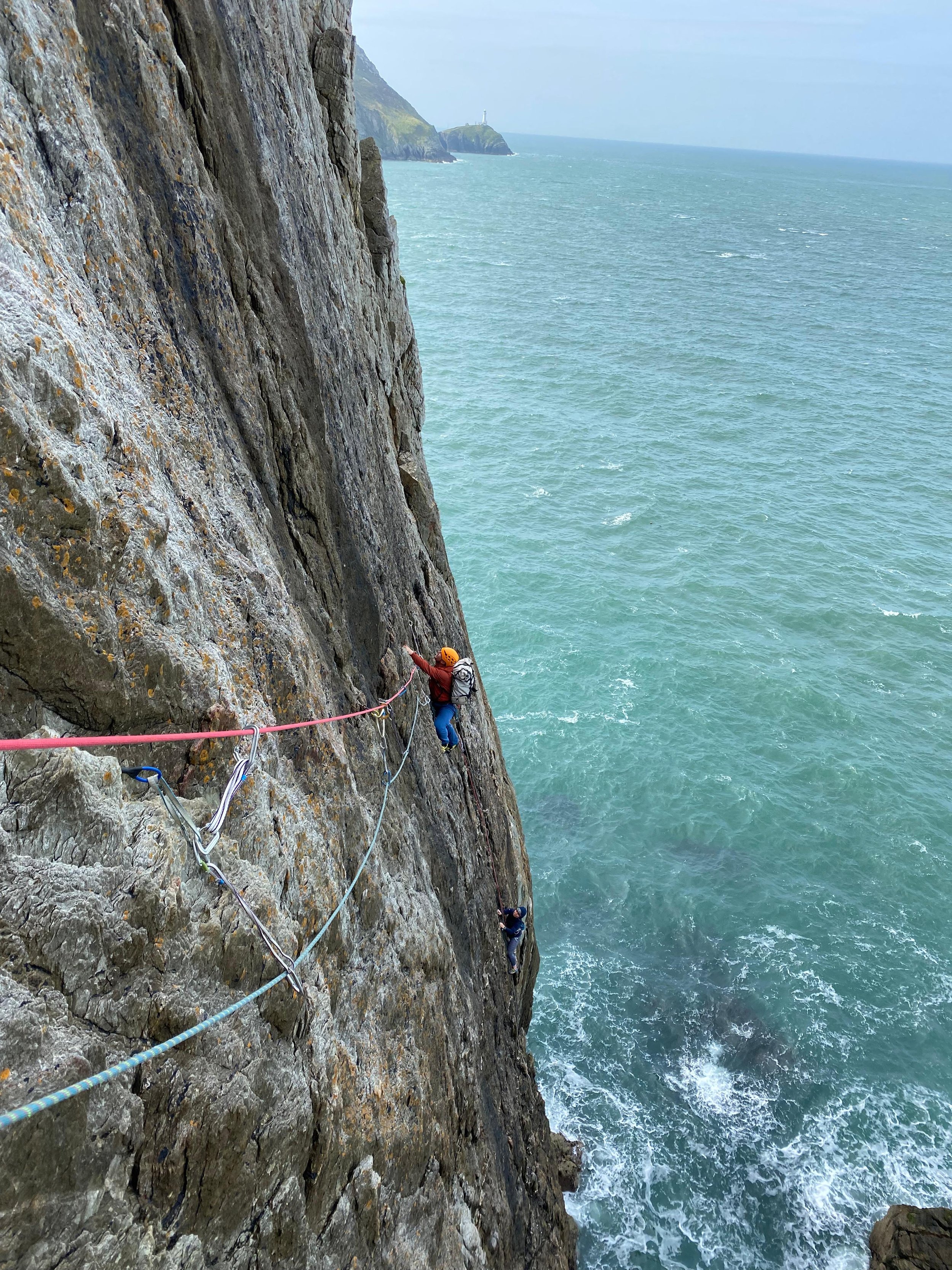 Ultra classic sea cliff climbing on Dream of White Horses, Gogarth, North Wales