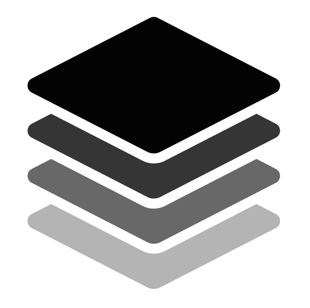 Layered grayscale graphic with four rectangular layers stacked, resembling a five-layer cake or a tiered construction diagram.
