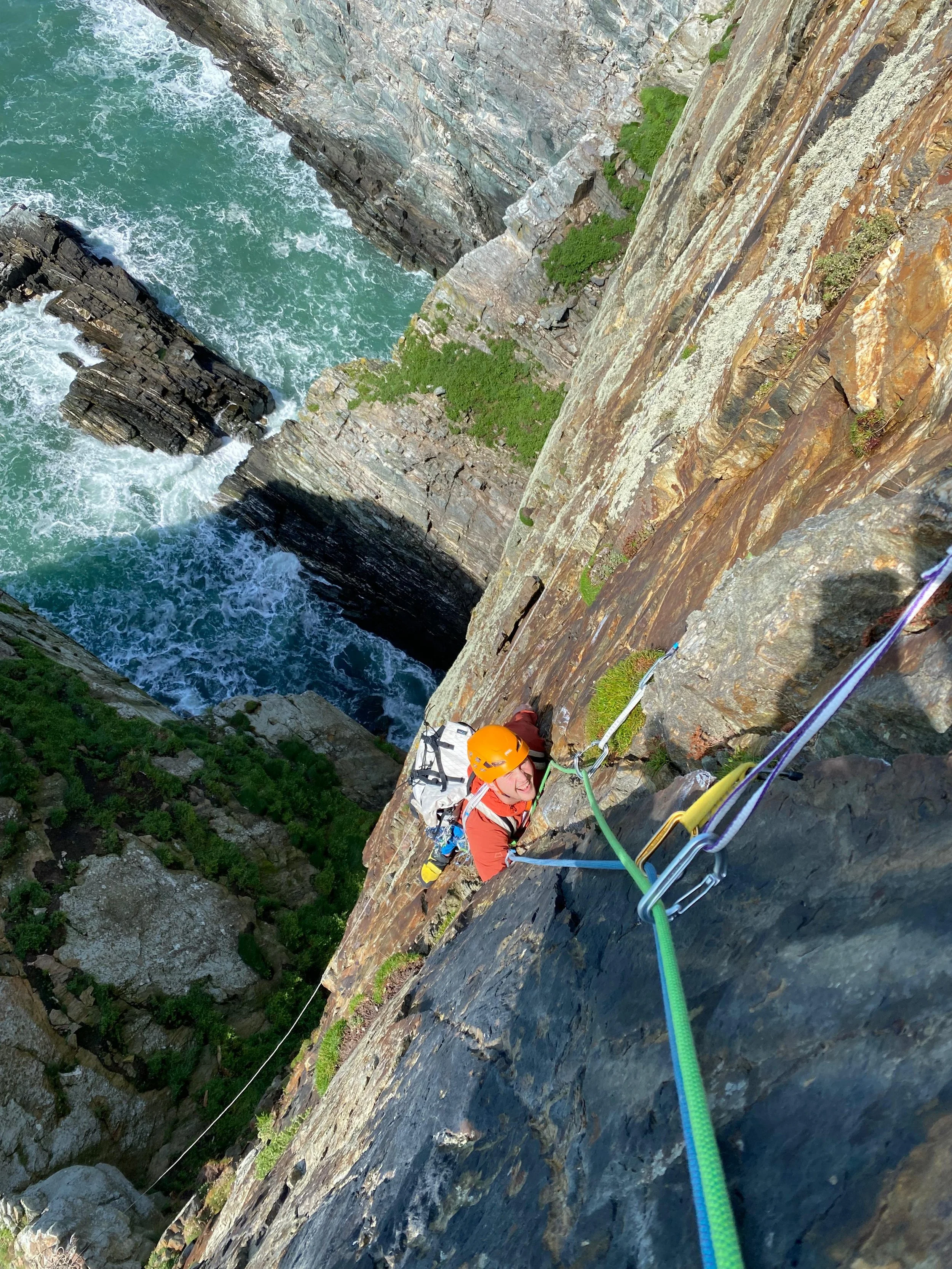James enjoying the exposed climbing