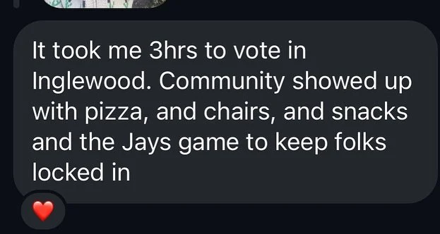 Soooooooo many incredible messages all day, into the stretch! Thank you everyone for these warm comments and staying strong and casting your vote in long lines! 
Grateful to you all! Us for Ward 9!