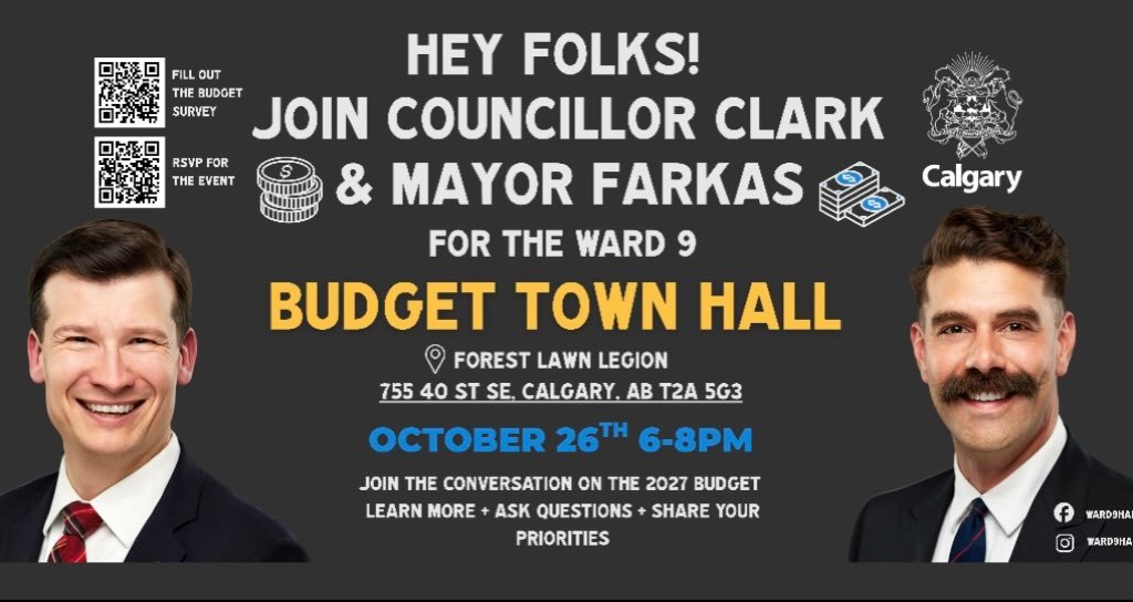 Ward 9 Budget Town Hall | Your Voice Matters

This is the most important time to come out and have your voice heard.

The decisions made during Calgary&rsquo;s 2027 budget process will shape the services, infrastructure, and investments that impact o