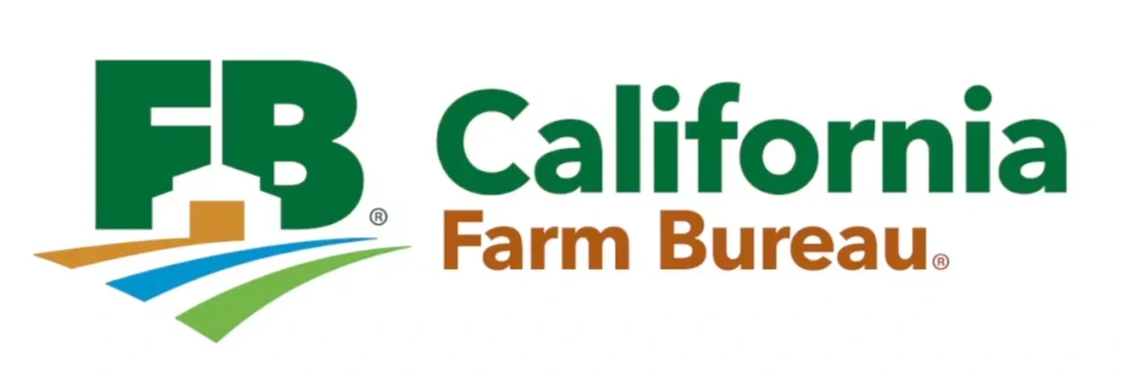 California Farm Bureau logo with green, brown, blue, and green graphic elements.
