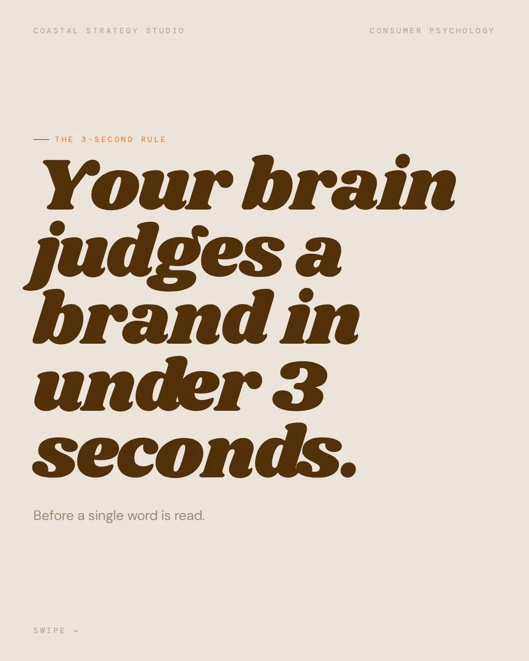 Your brain judges a brand in under 3 seconds. Before a single word is read.

Visual first. Color second. Text third. In that order, every time. You cannot change this sequence no matter how good your copy is.

Most surf brands build their content bac