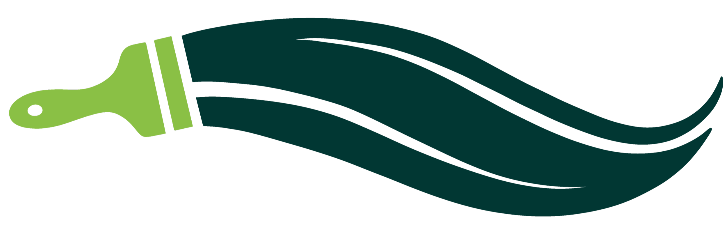 Une illustration stylisée d'une feuille ou d'un objet végétal en vert foncé avec une extrémité pointue, la partie gauche étant d'un vert plus clair.