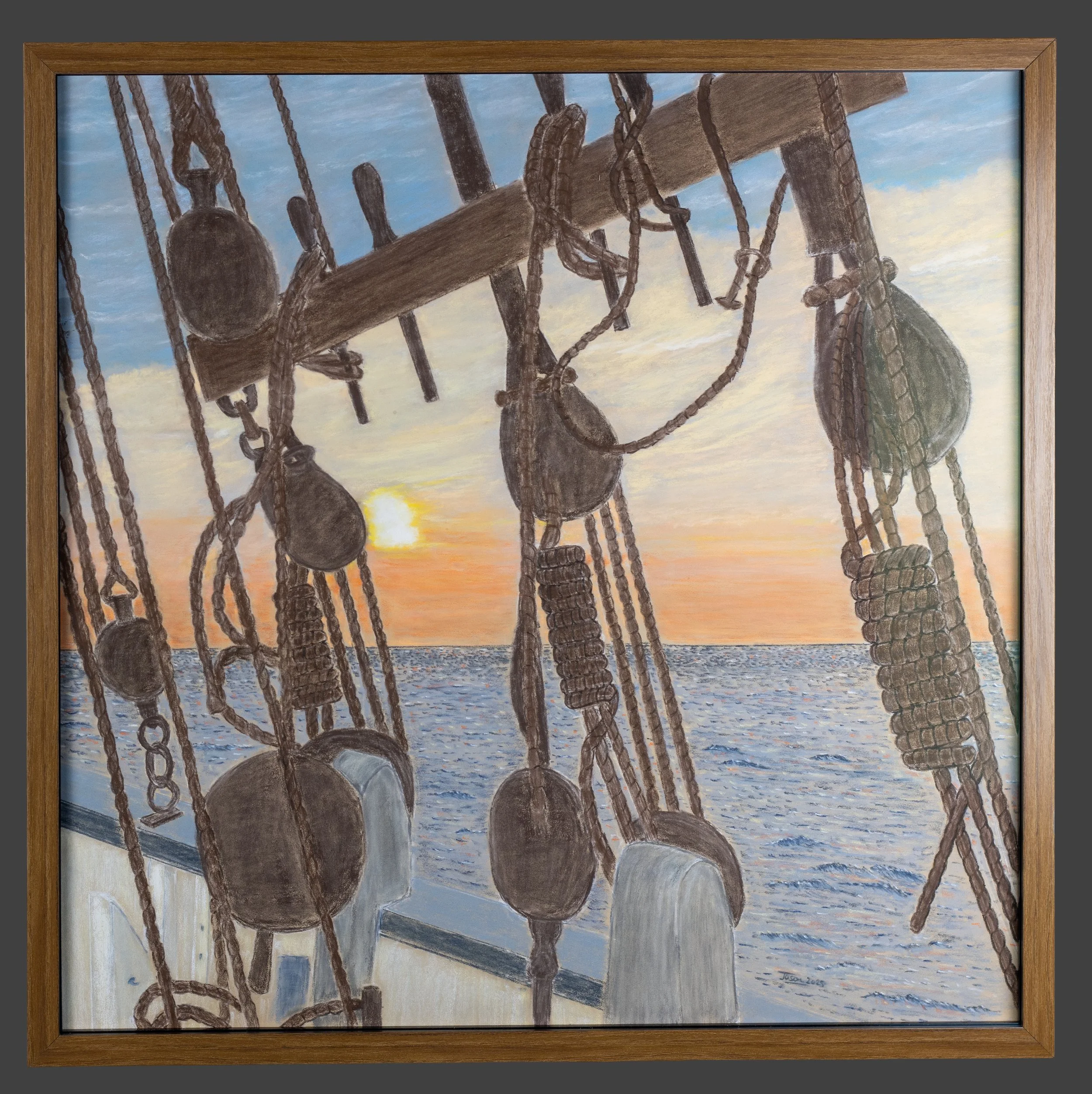 Sunset Fleur de Lampaul. 2025. Pastel on Pastemat, 48 x 49 cm. Framed. Original available for purchase.