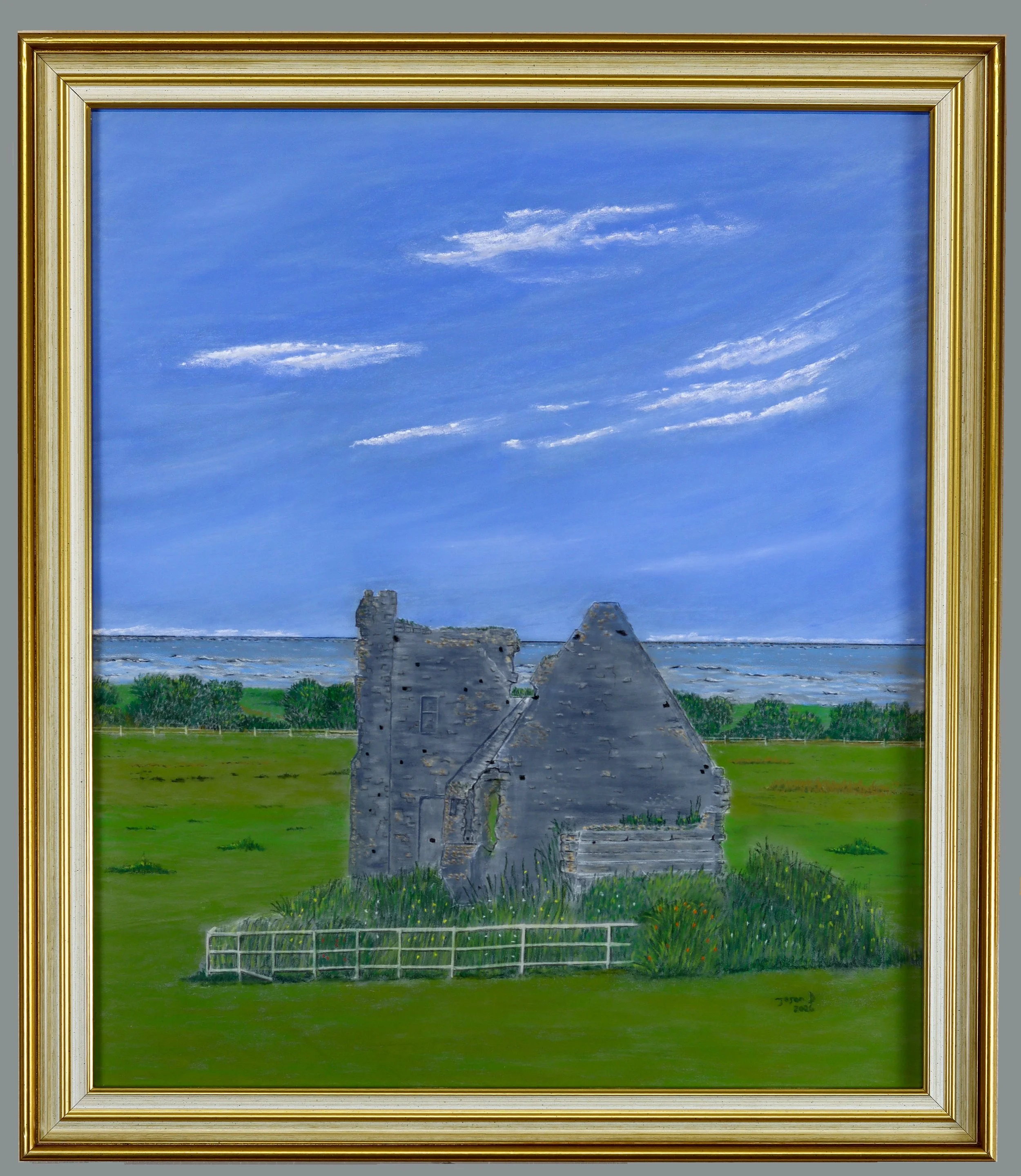 Chateau  Du Guesclin, Grandcamp-Maisy 2026. Pastel on Pastemat, 48.5 x 57.5 cm. Original available for Purchase.