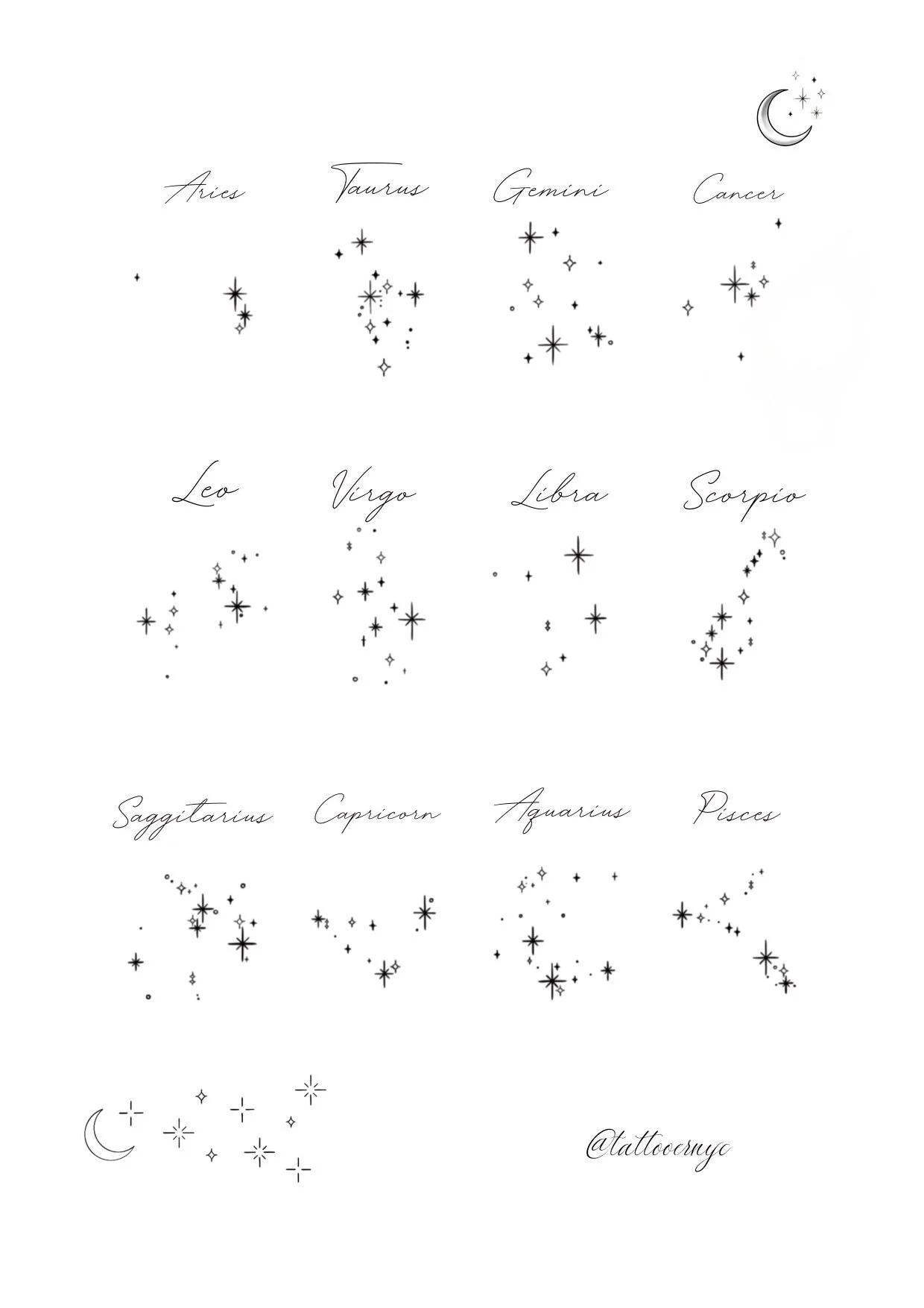 Constellation flash tattoo designs