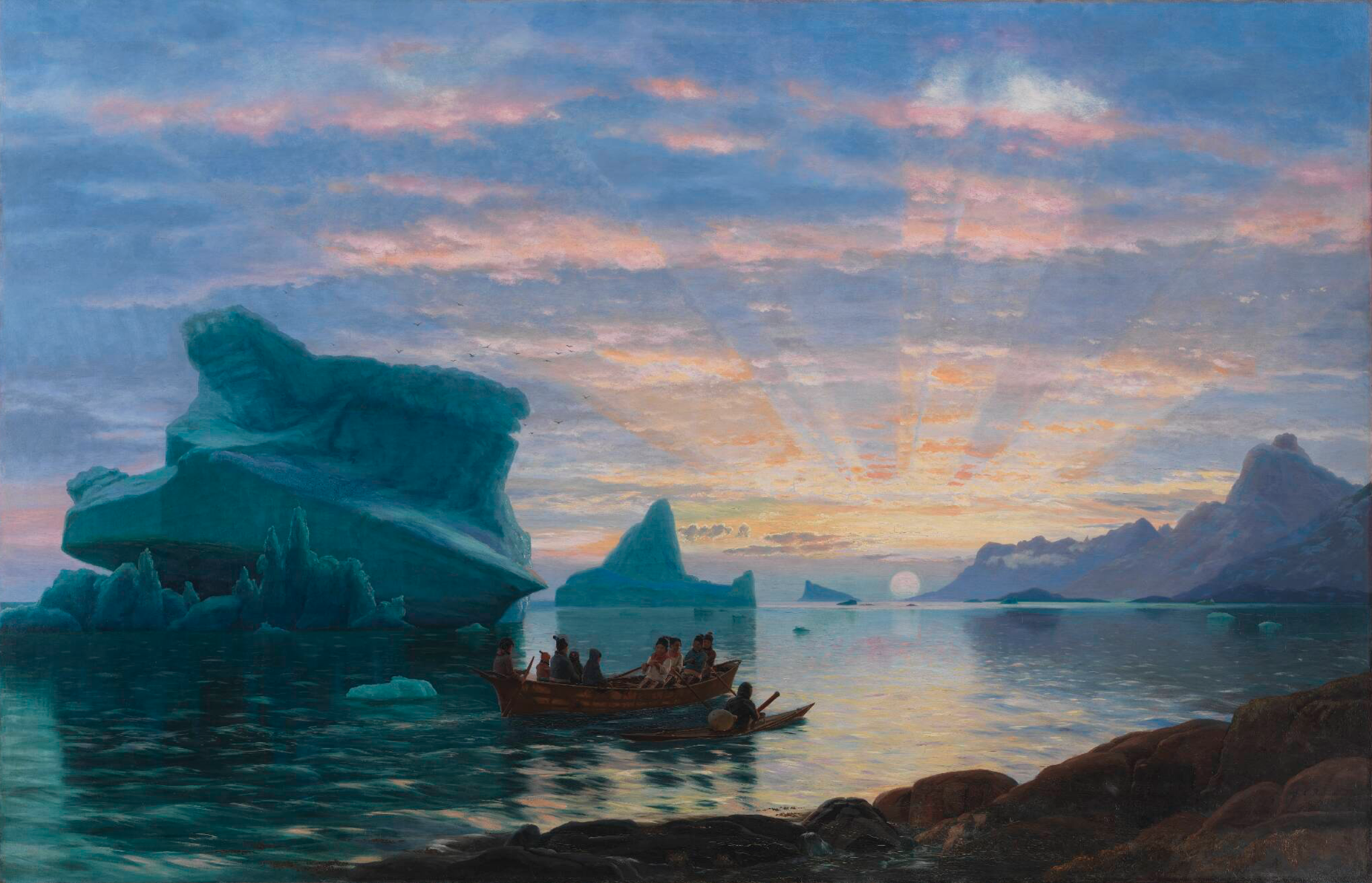 Carl Rasmussen (1841–1893). A Stretch of Coast in Greenland. Midnight. Oil on canvas. 1872. Statens Museum for Kunst, Copenhagen.