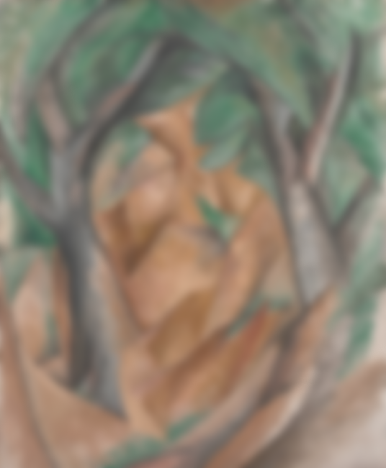 Georges Braque (1882–1963). Trees at l'Estaque. Oil on canvas. 1908. Statens Museum for Kunst, Copenhagen. (c) Georges Braque / VISDA. THIS IMAGE IS BLURRED. DO NOT USE.