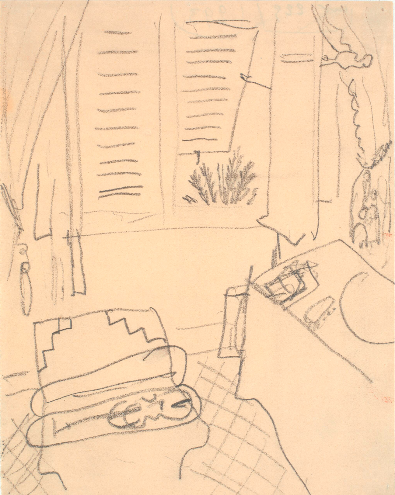 Henri Matisse (1869–1954). Interior with a Violin. Drawing. 1917–1918. Statens Museum for Kunst, Copenhagen.