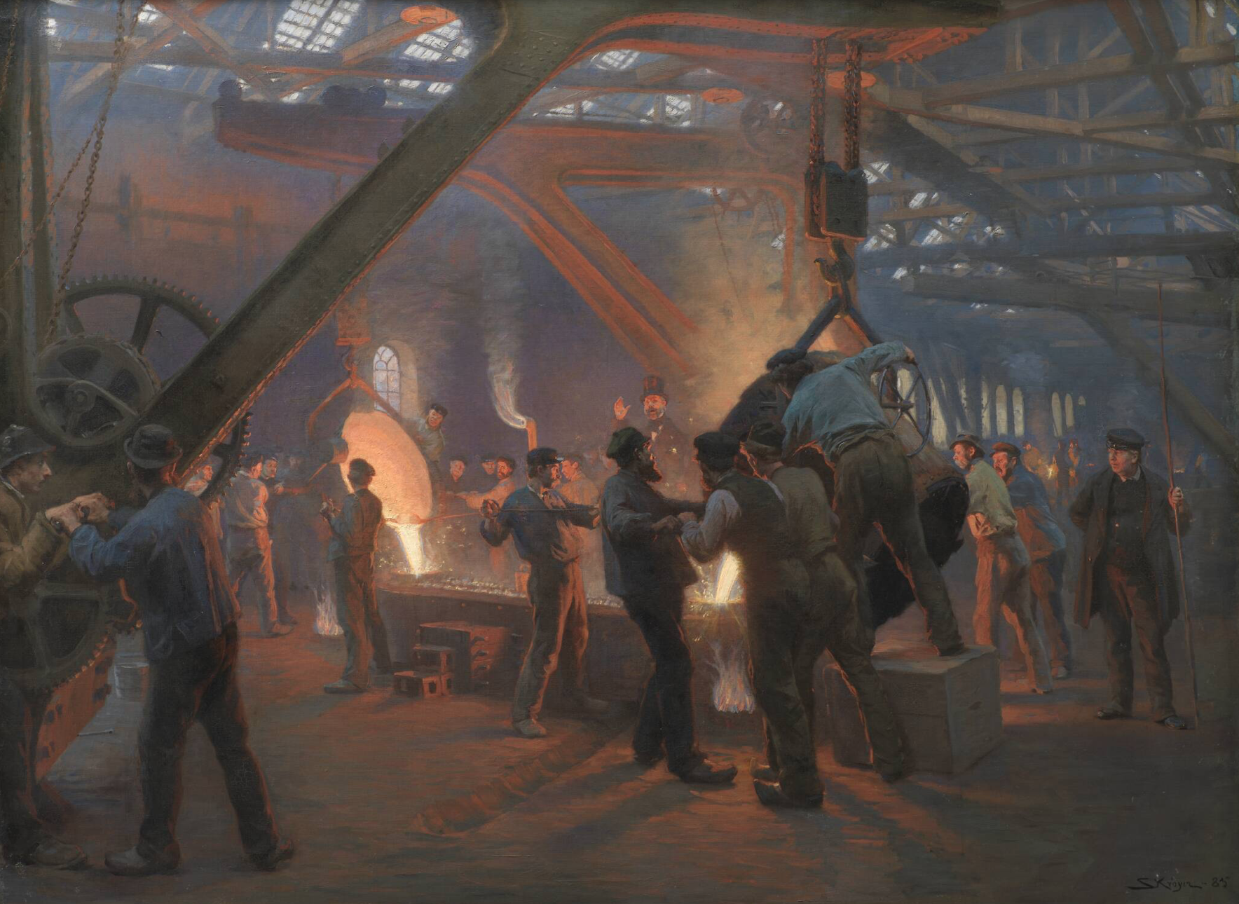 P.S. Krøyer (1851–1909). The Iron Foundry, Burmeister & Wain. Oil on canvas. 1885. Statens Museum for Kunst, Copenhagen.