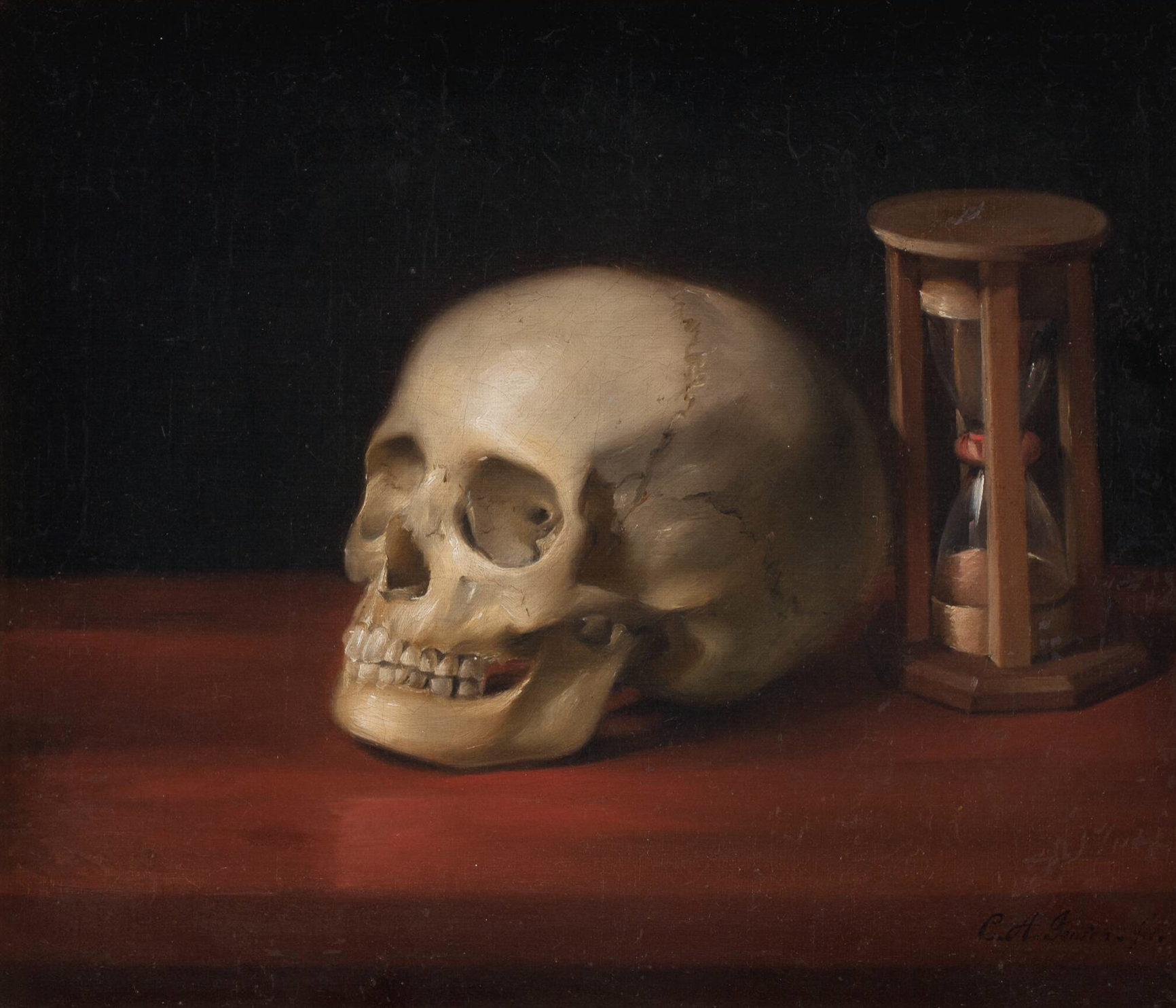 C.A. Jensen (1792–1870). Skull and Hourglass. Oil on canvas. 1714–1814. Statens Museum for Kunst, Copenhagen.