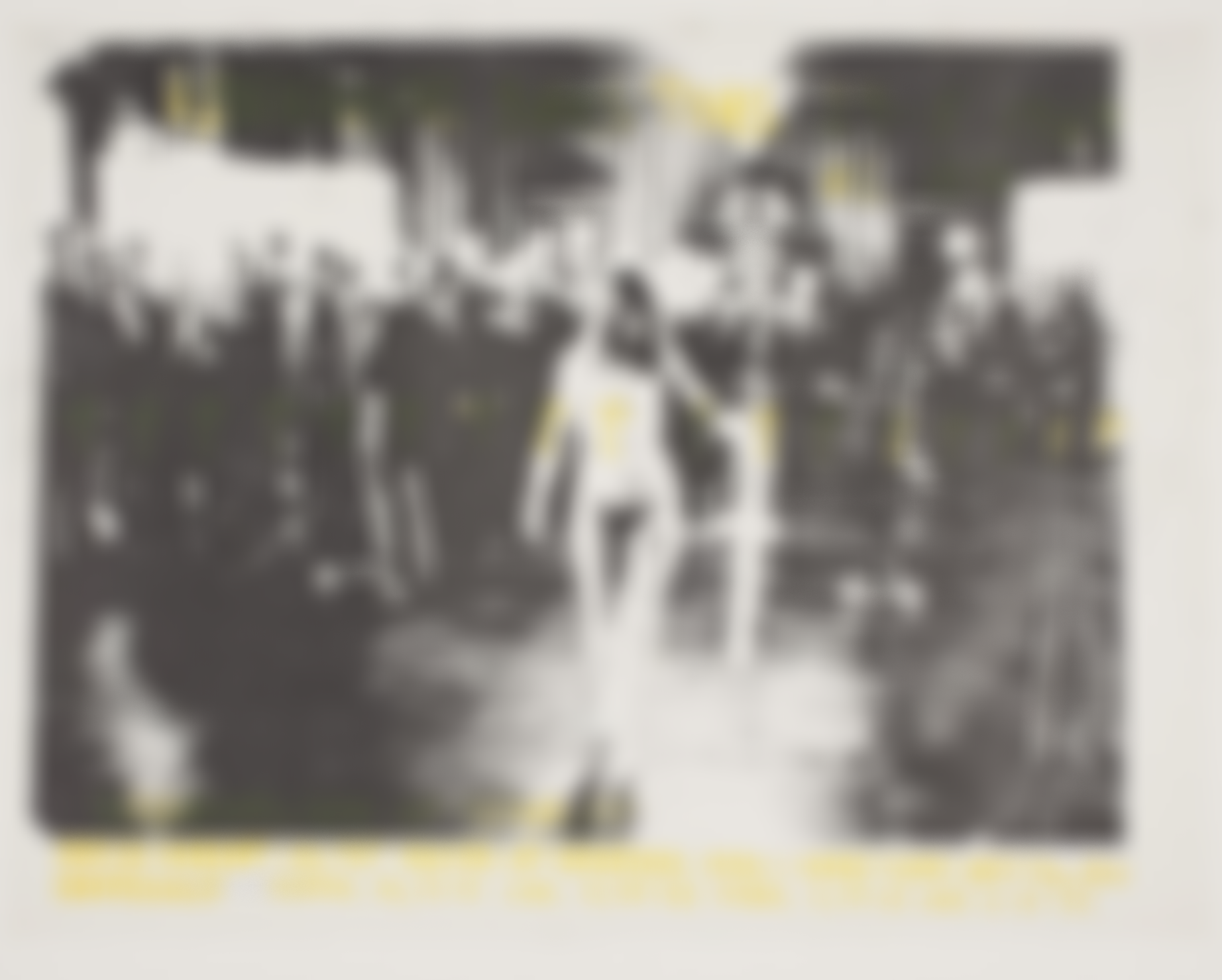 Lene Adler Petersen (1944–) and Bjørn Nørgaard (1947–). Leaf from the series "The Female Christ". The Stock Market Action 29.5.1969. Offset lithography. 1969. Statens Museum for Kunst, Copenhagen. (c) Lene Adler Petersen Bjørn Nørgaard/ VISDA. NO USE