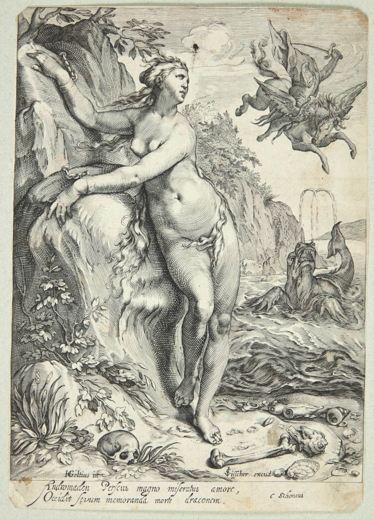 Unknown. Perseus and Andromeda. Copper engraving. 1601–1652. Statens Museum for Kunst, Copenhagen.