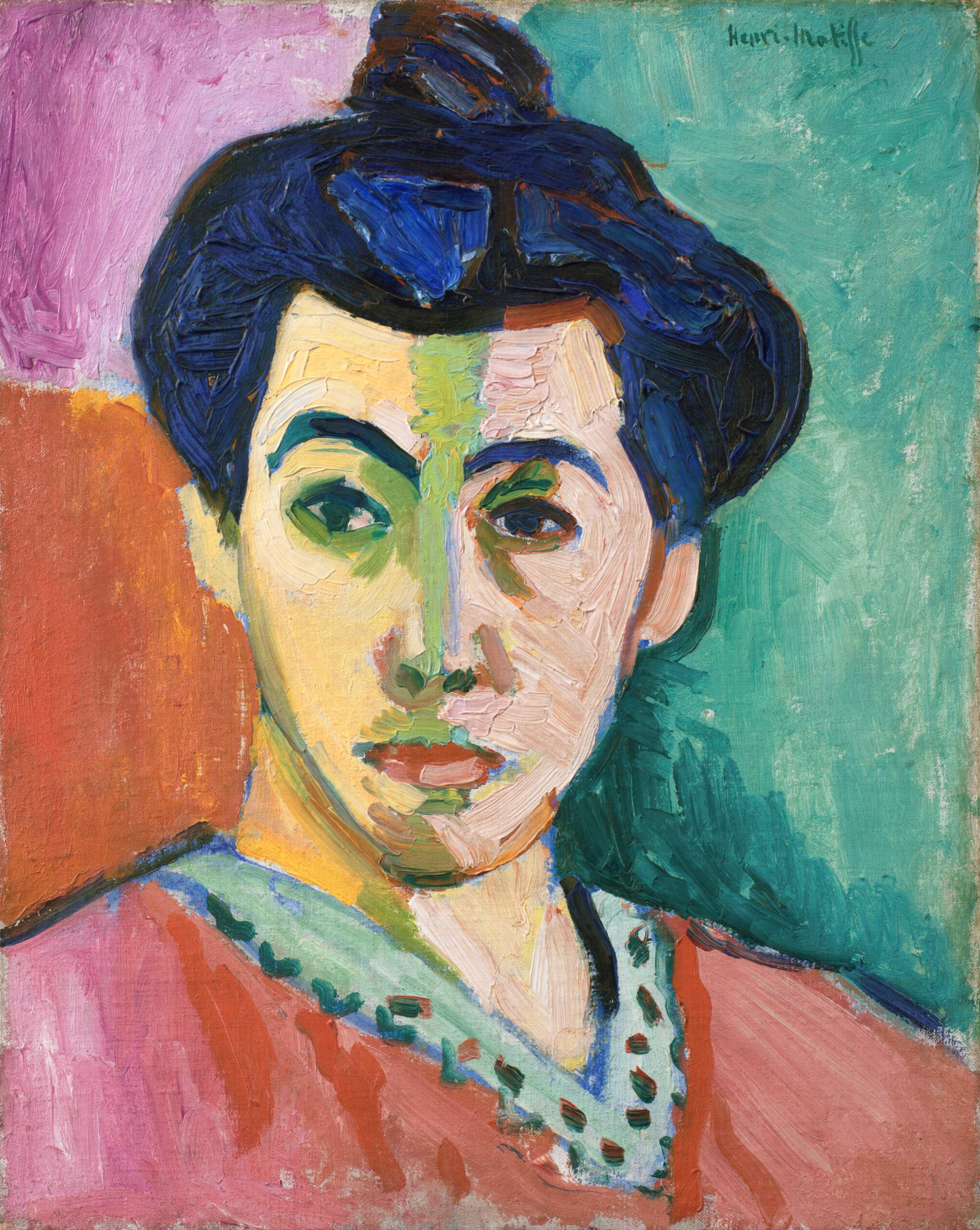 Henri Matisse (1869–1954). Portrait of Madame Matisse. The Green Line. Oil on canvas. 1905. Statens Museum for Kunst, Copenhagen.