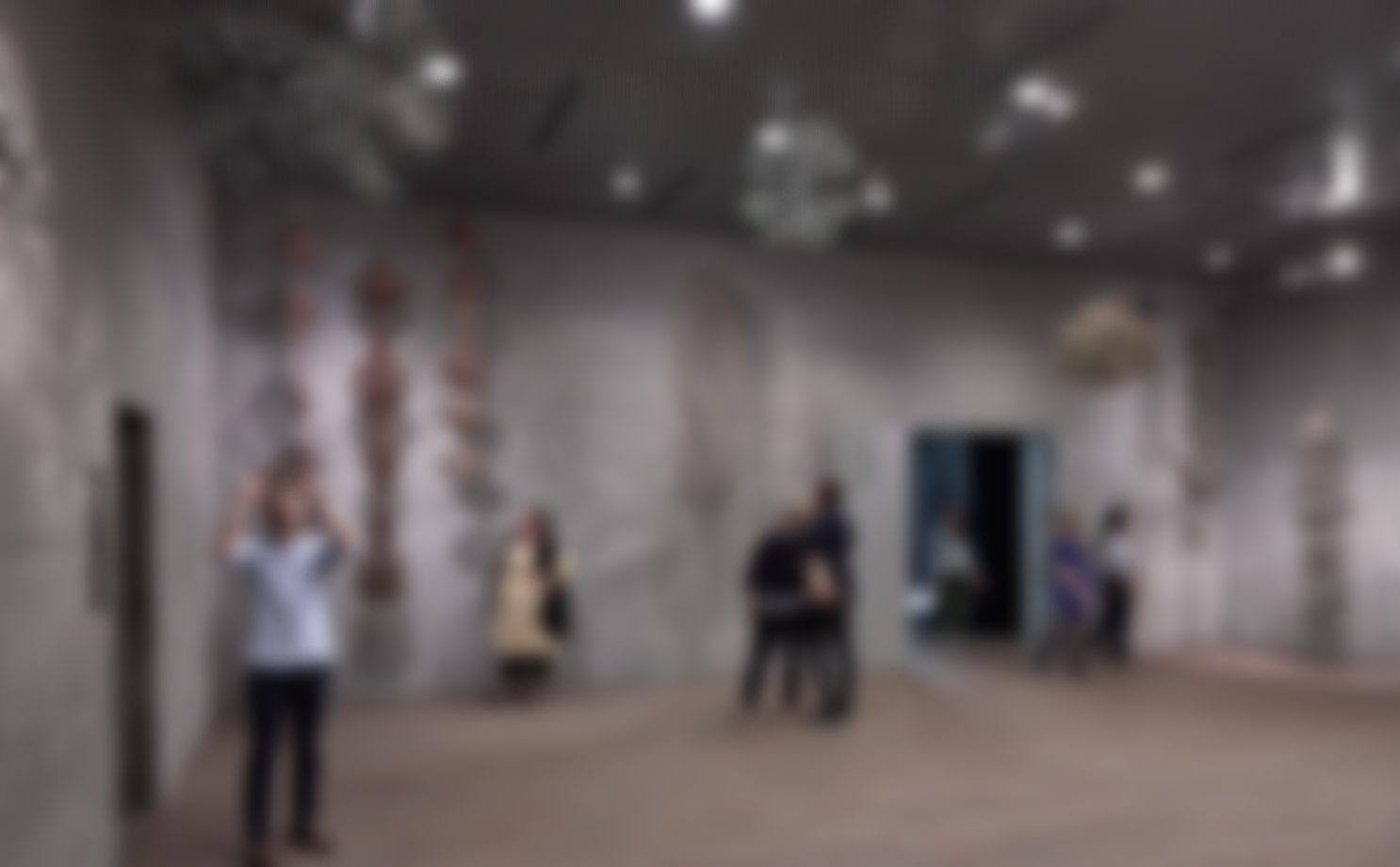 Ruth Asawa. Untitled Installation. Galvanized steel, iron, copper, bronze, or brass wire. 1955–1969. Fine Arts Museum of San Francisco. THIS IMAGE IS BLURRED. DO NOT USE.
