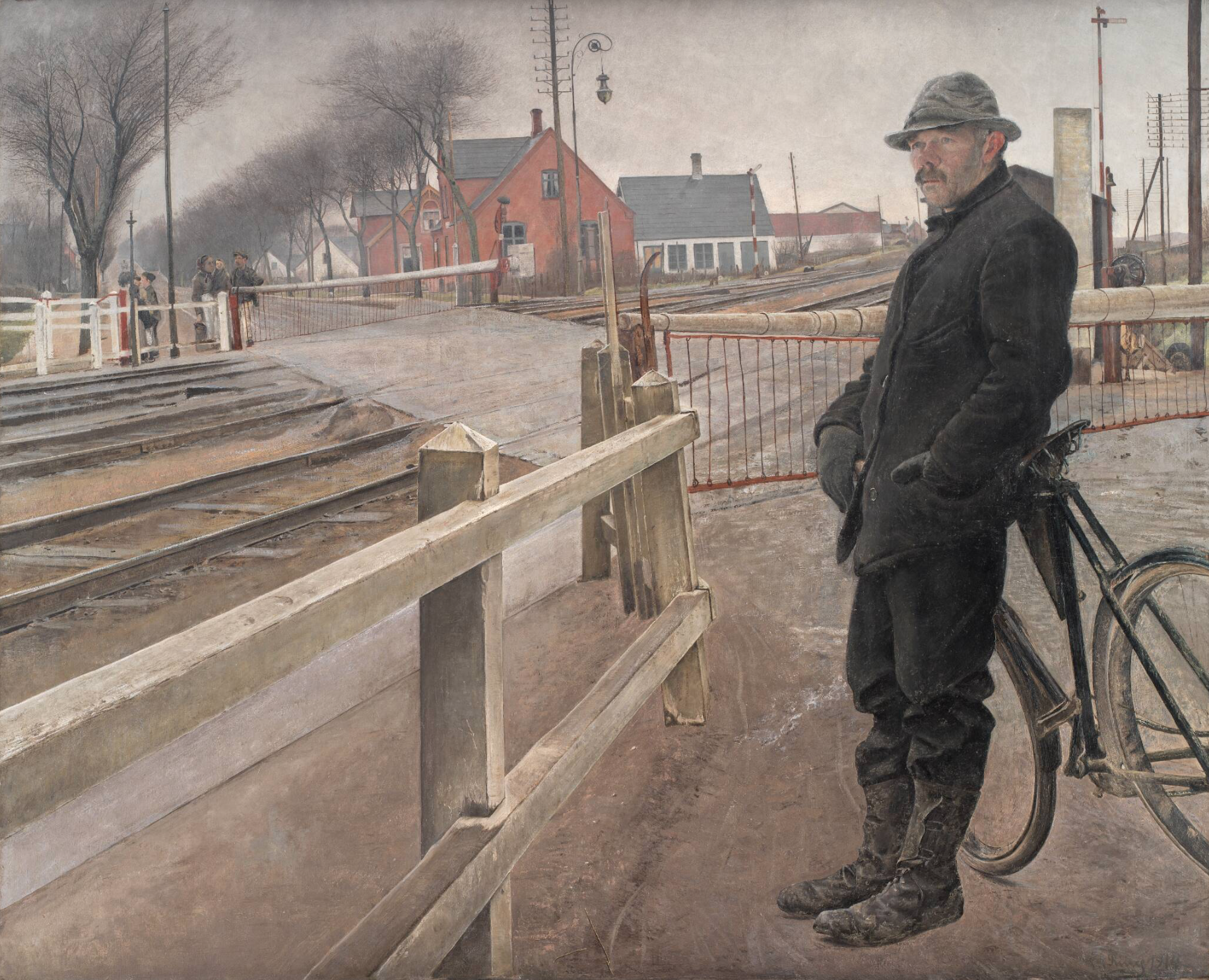 L.A. Ring. Waiting for the Train. Level Crossing by Roskilde Highway. Oil on canvas. 1914. Statens Museum for Kunst, Copenhagen.