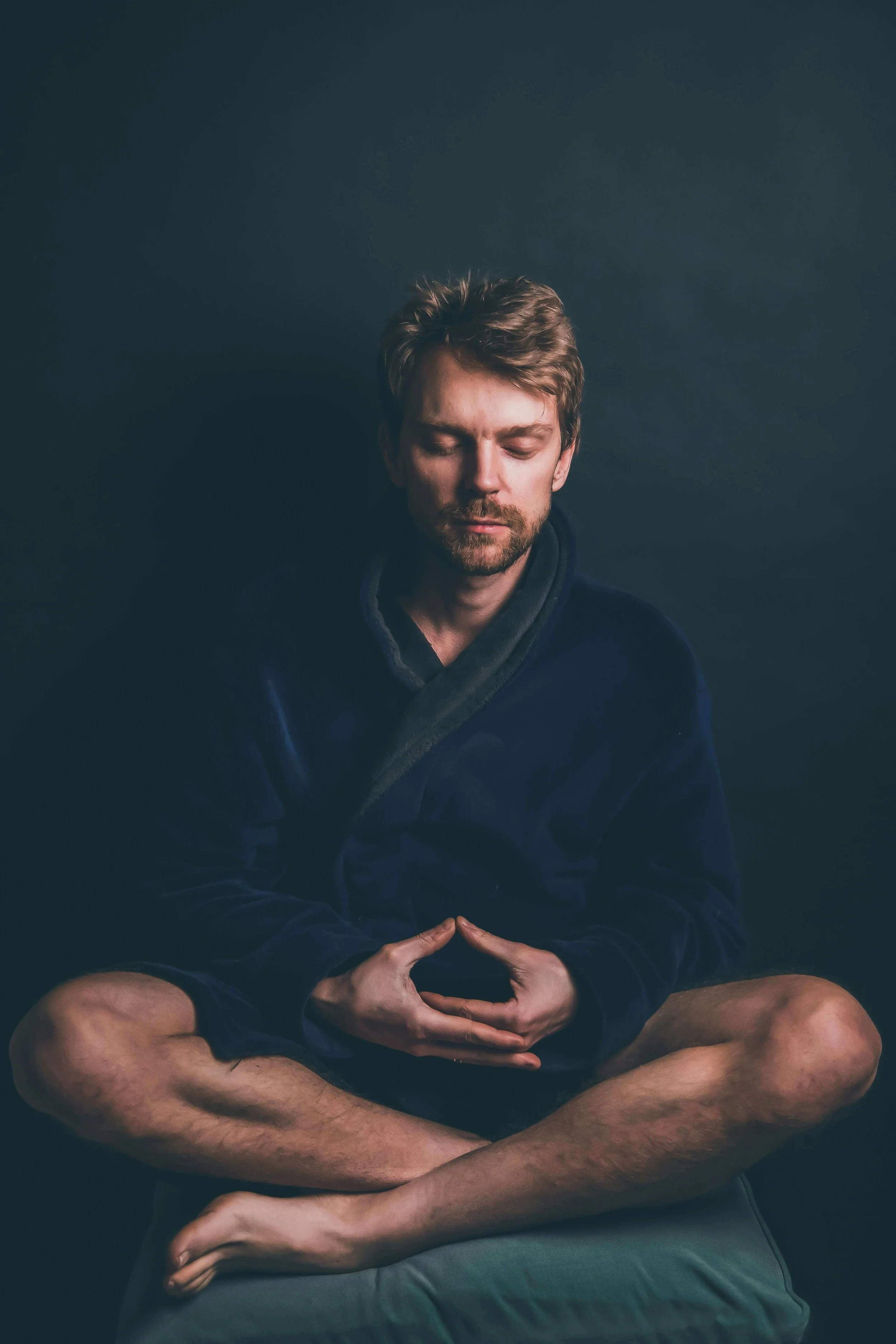 Peaceful, calm author meditating