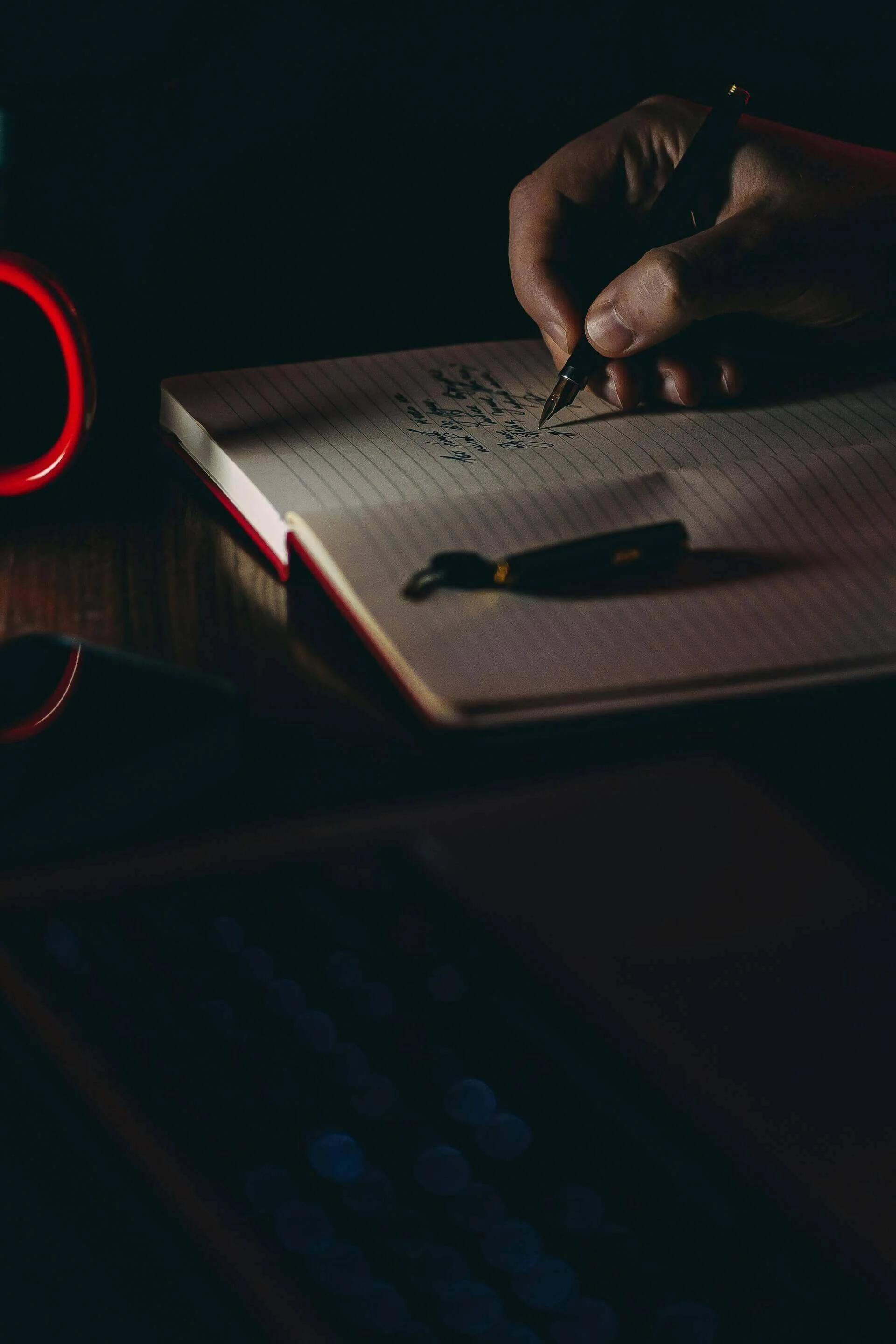 Writing ideas in a notebook