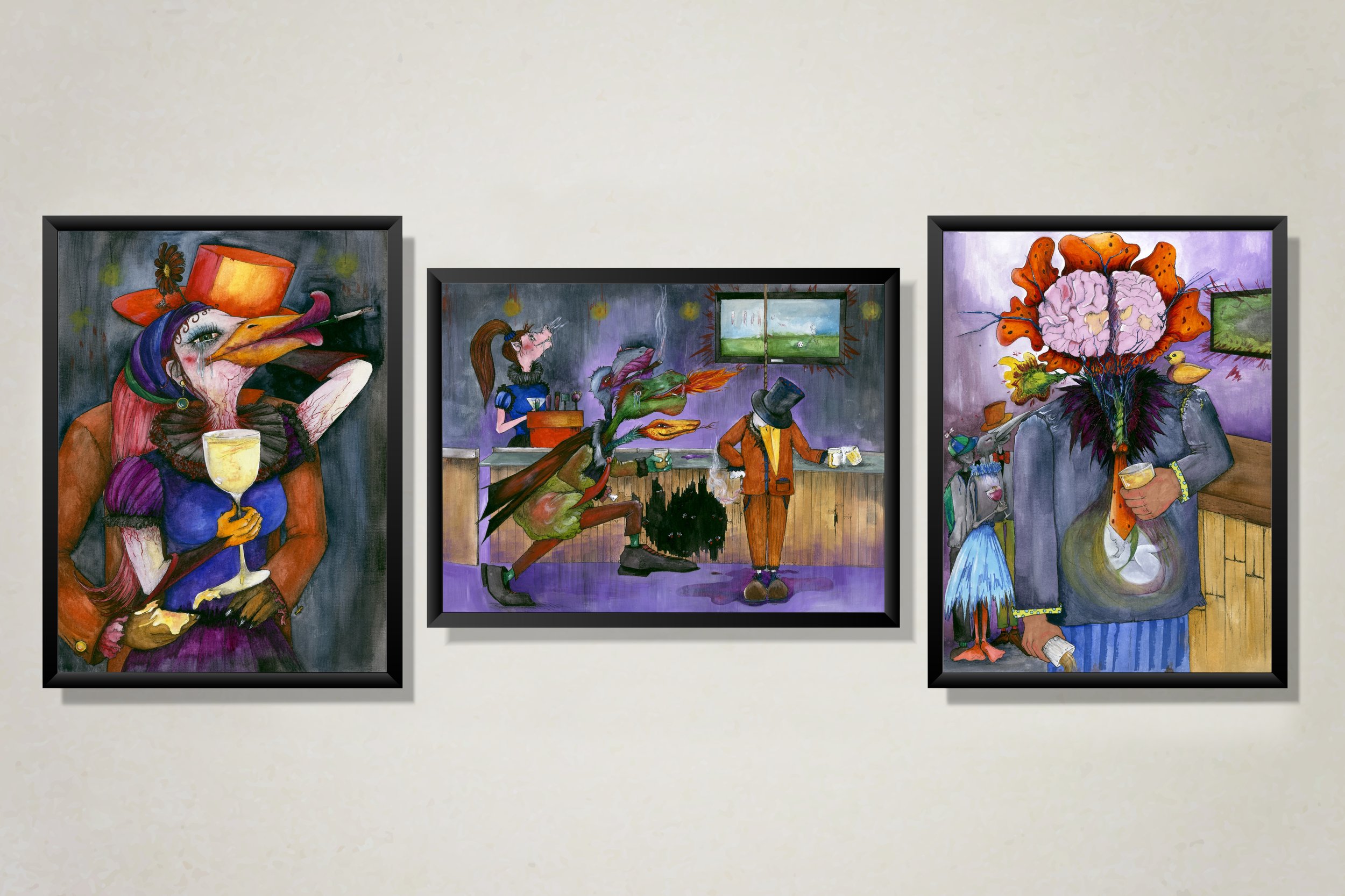 Night At The Pub - Triptych