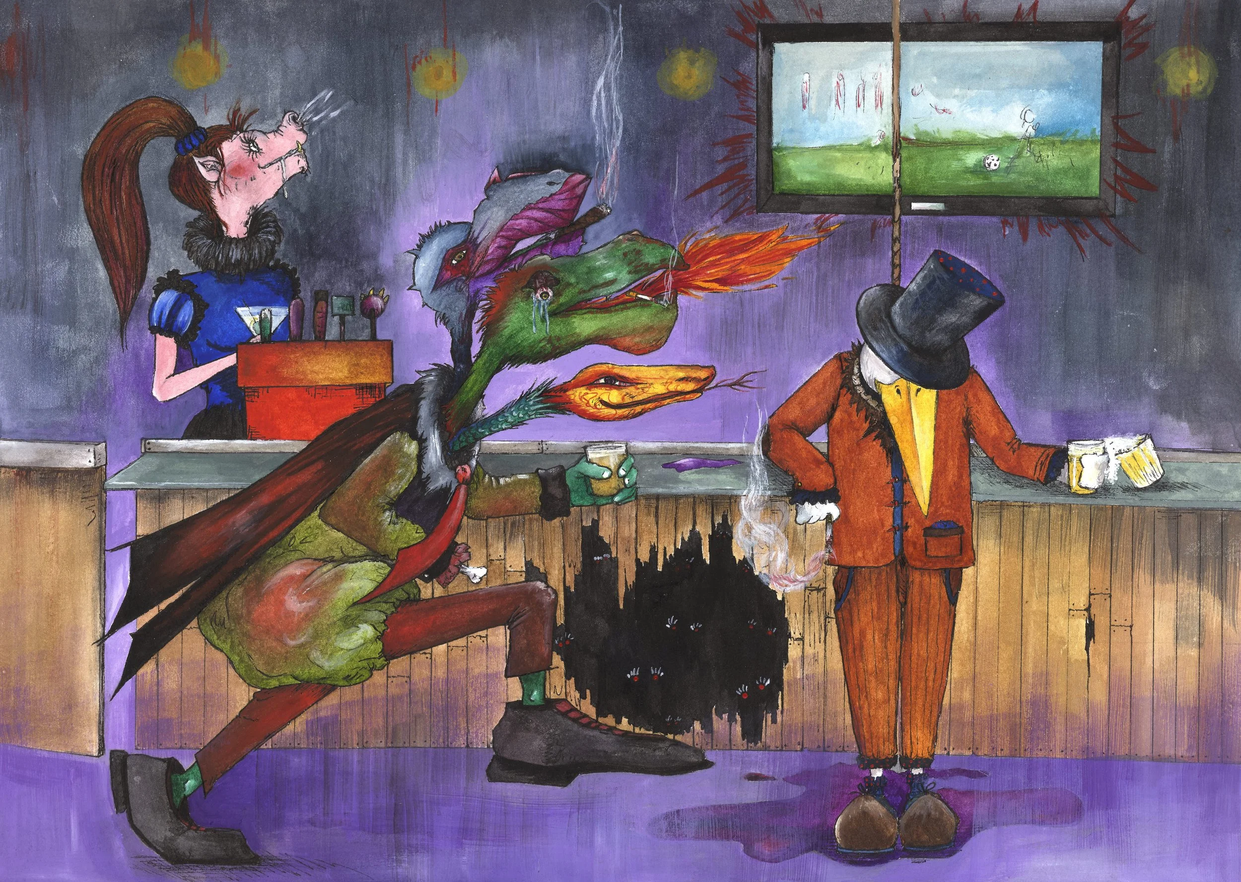 "Night At The Pub" - Part 2
Watercolour and Ink