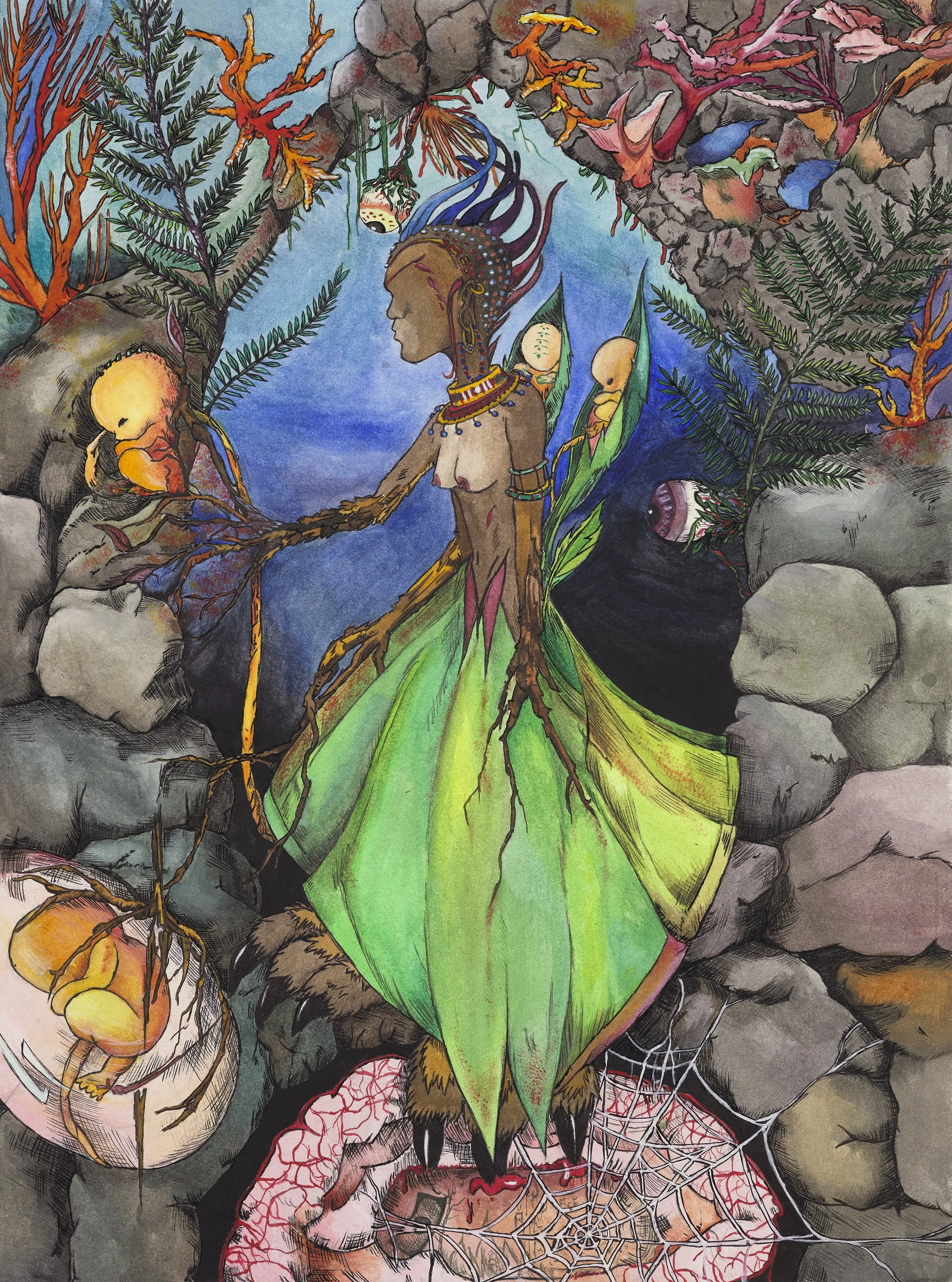 "The Underwater Goddess"
Watercolour and Ink
