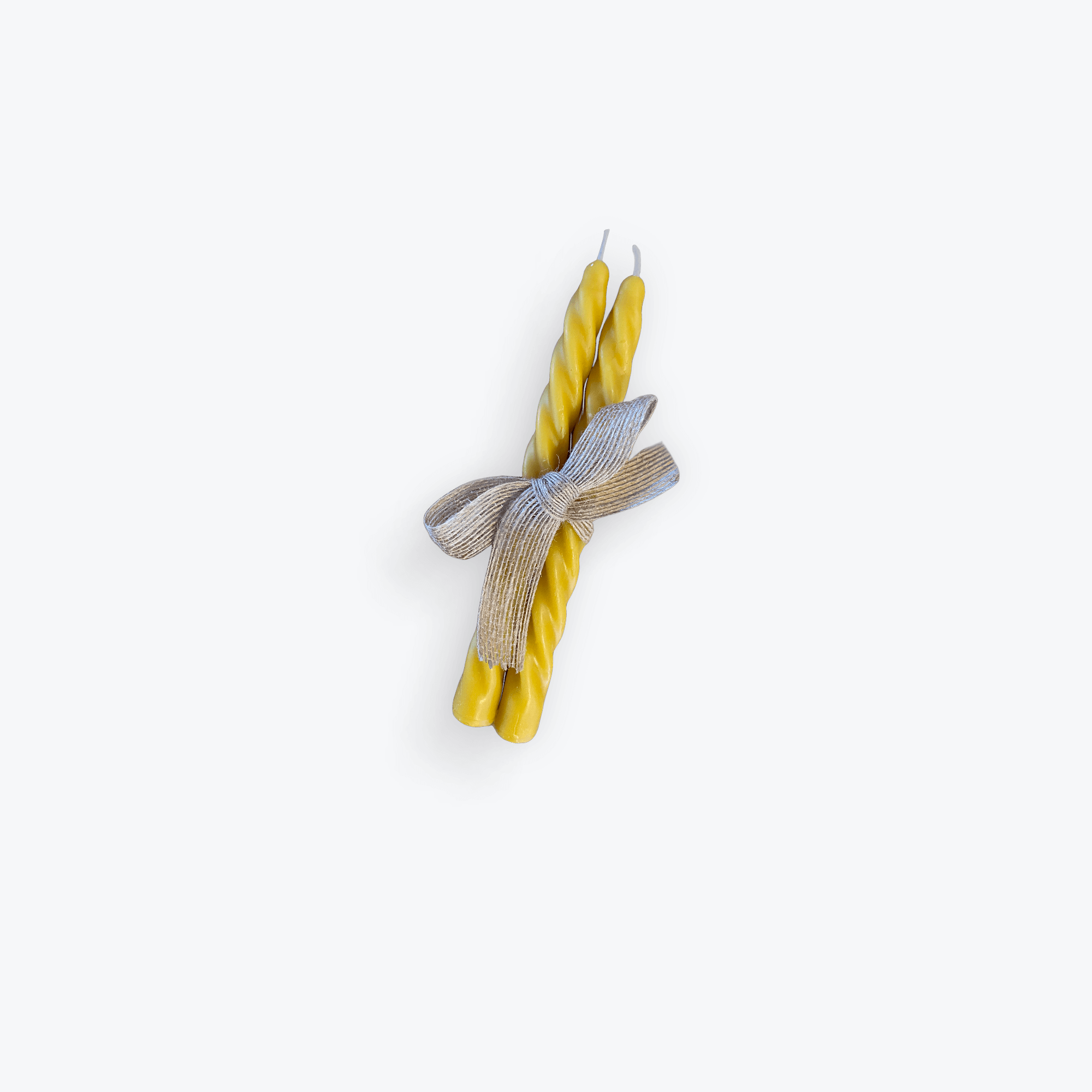 Pair of Spiral Taper Beeswax Dinner Candles - Mêl Llŷn