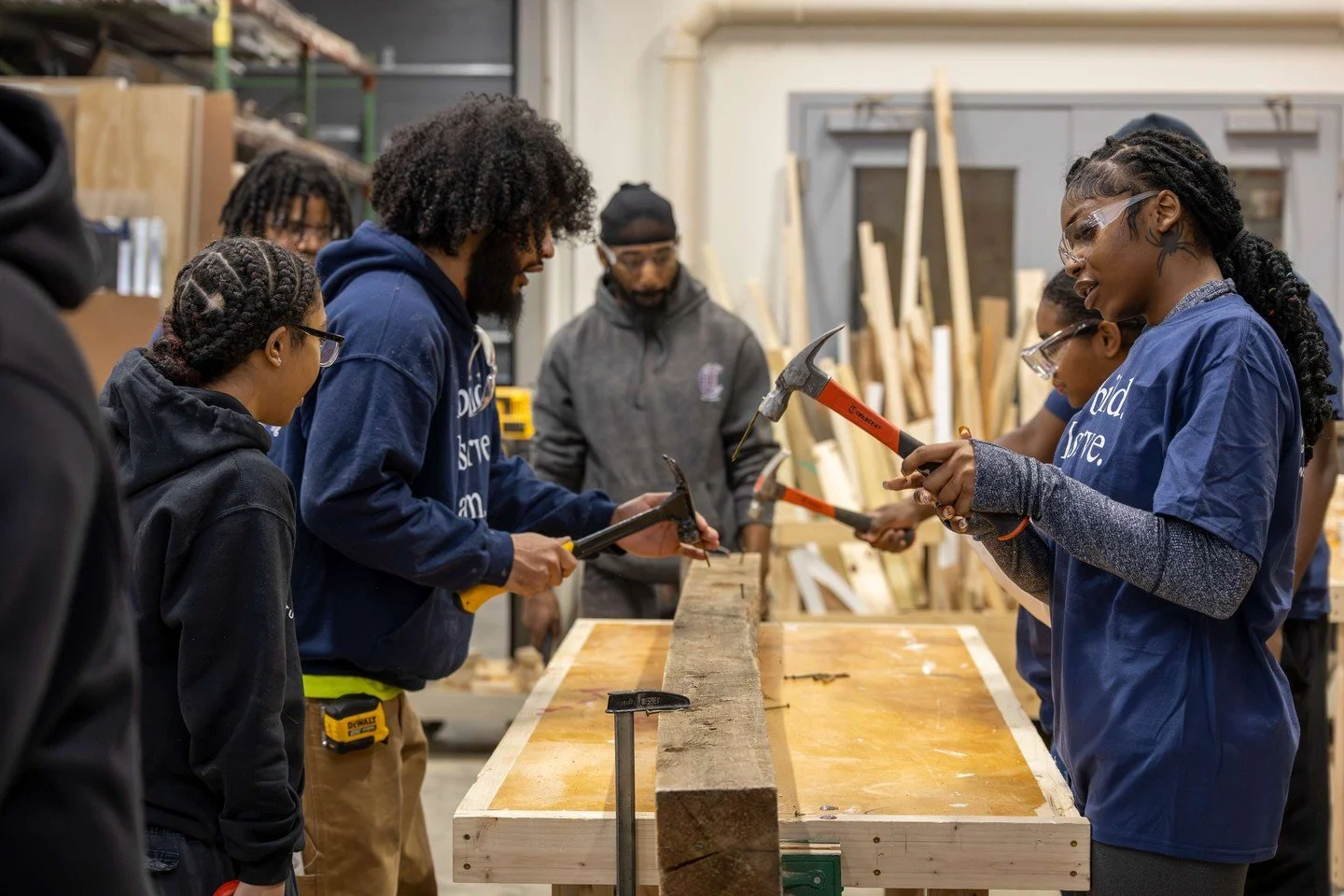 We recently welcomed Boston Collaborative High School for a day of hands-on learning and connection. 🔨

Our Stage 2 Pre-Apprenticeship graduates stepped into instructor roles, guiding peers through their first birdhouse builds&mdash;learning patienc